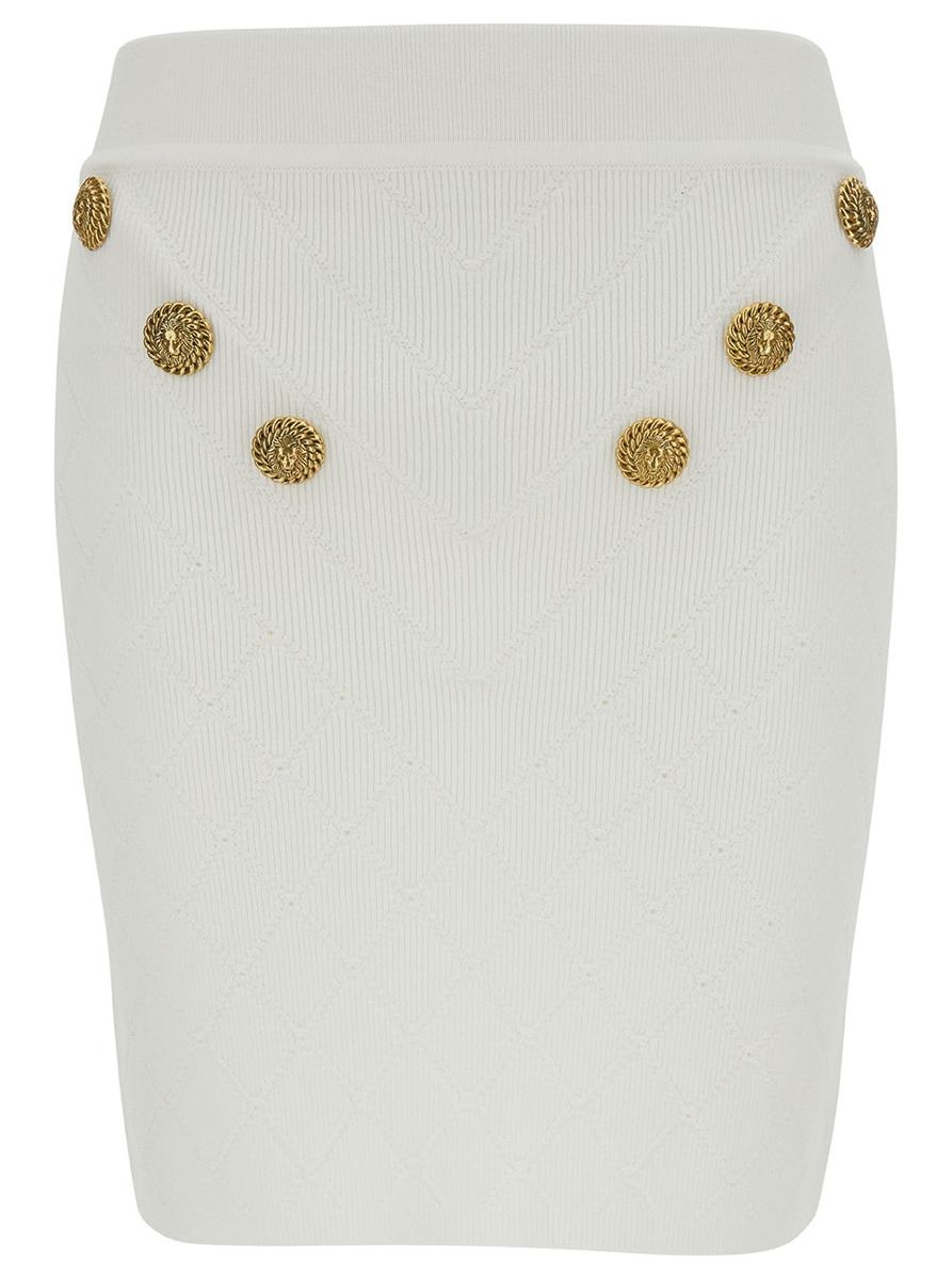 スカート BALMAIN SS24 HW 6 BTN KNIT SHORT SKIRT (CF1LB004KF530FA) Balmain BALMAIN HW 6 BTN KNIT SHORT SKIRT | baltini | REVERSIBLE