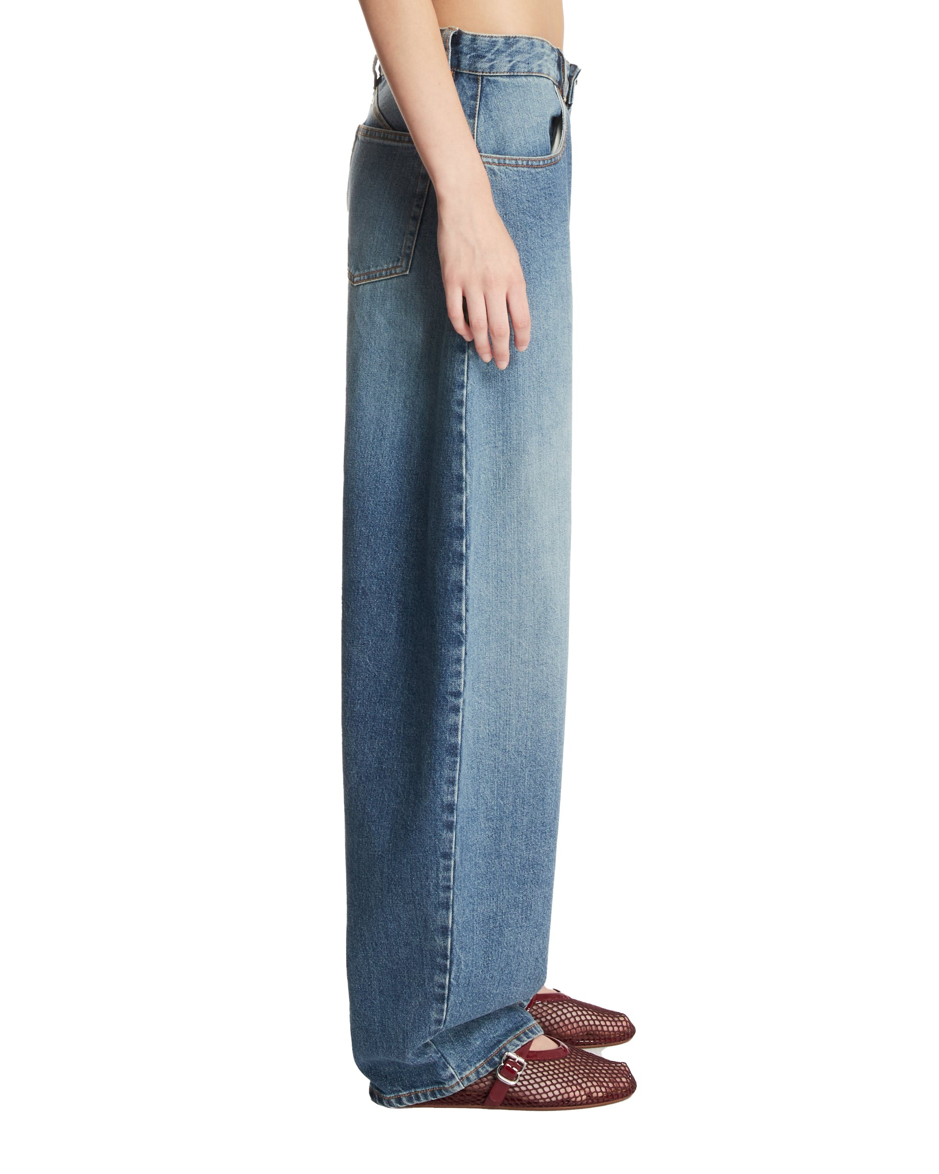 Blue Wide Rounded Jeans - 5