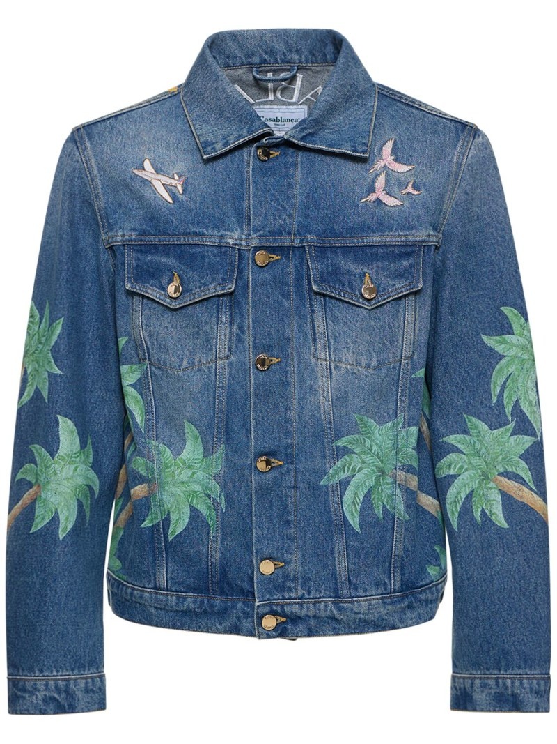 Printed & embroidered denim jacket - 1