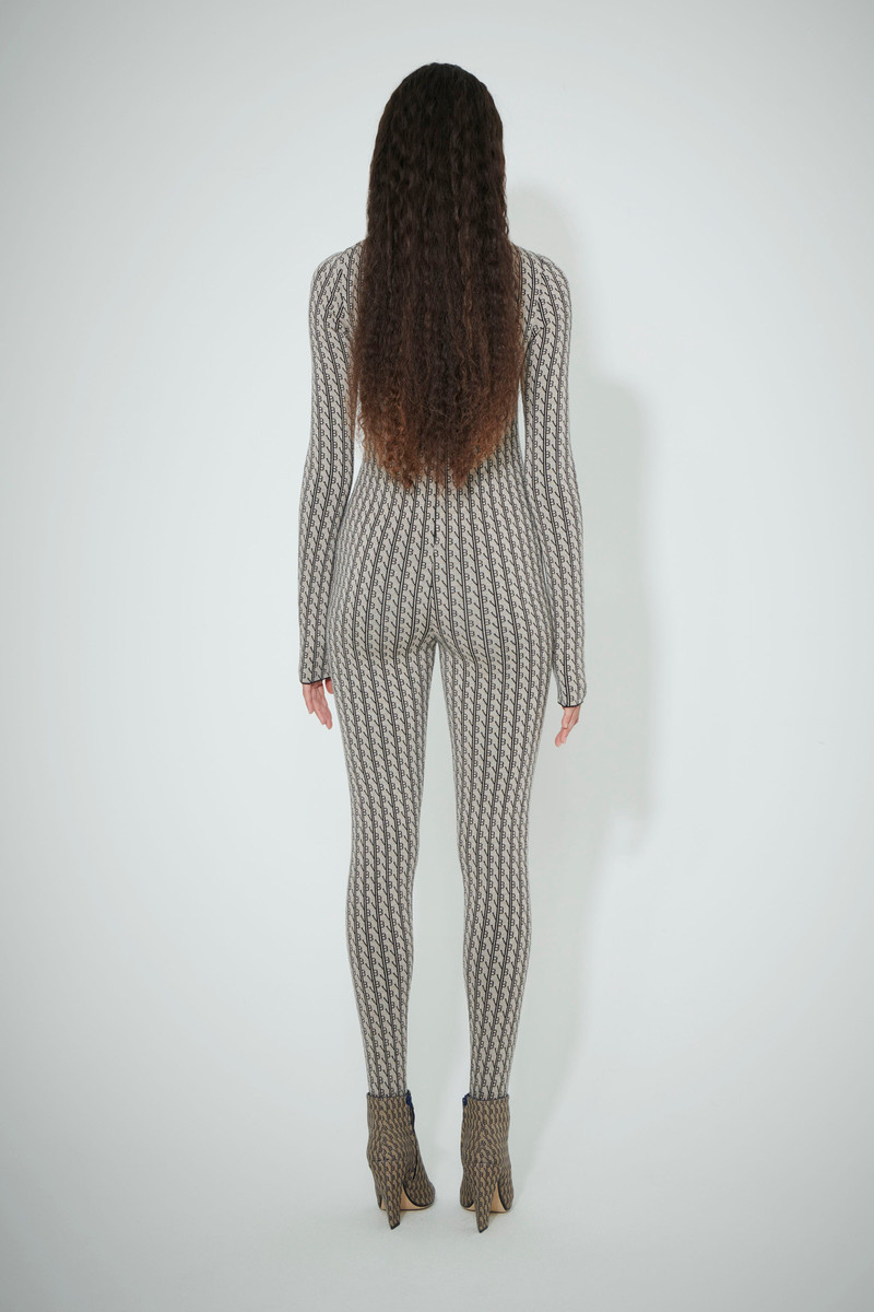Monogram Polo Neck Jumpsuit in Natural-Black 4