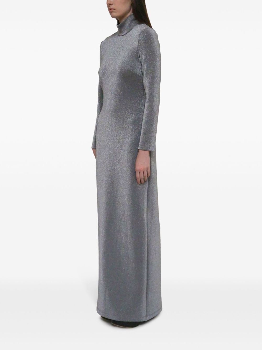 mock-neck metallic maxi dress - 4
