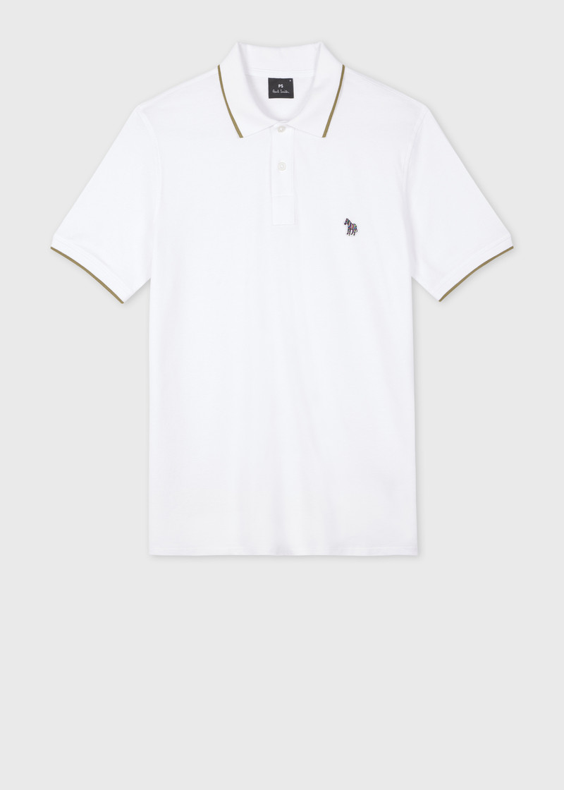 White Zebra Logo Polo Shirt With Contrast Tipping 1