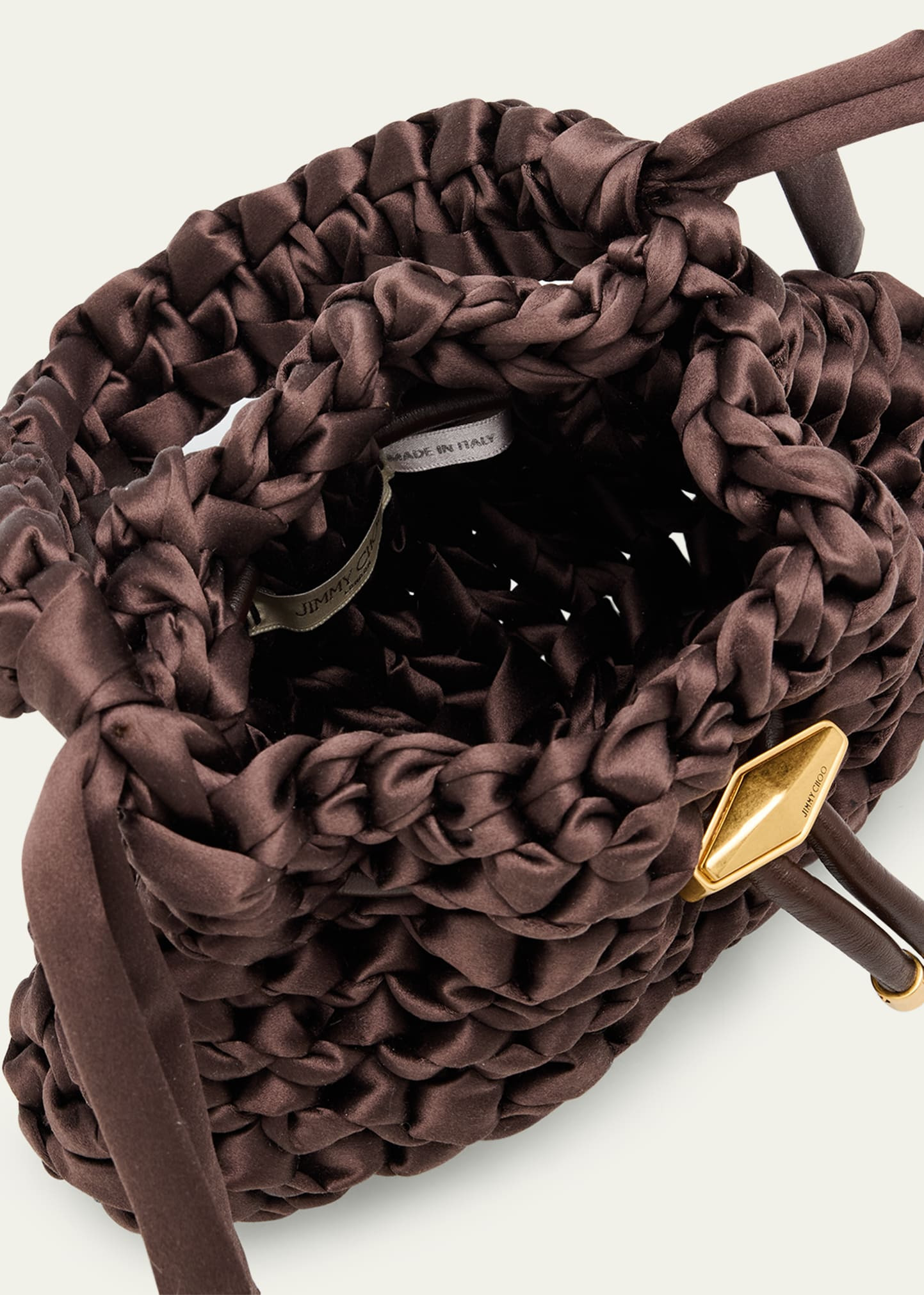 Cinch Small Woven Satin Drawstring Top Handle Bag - 4