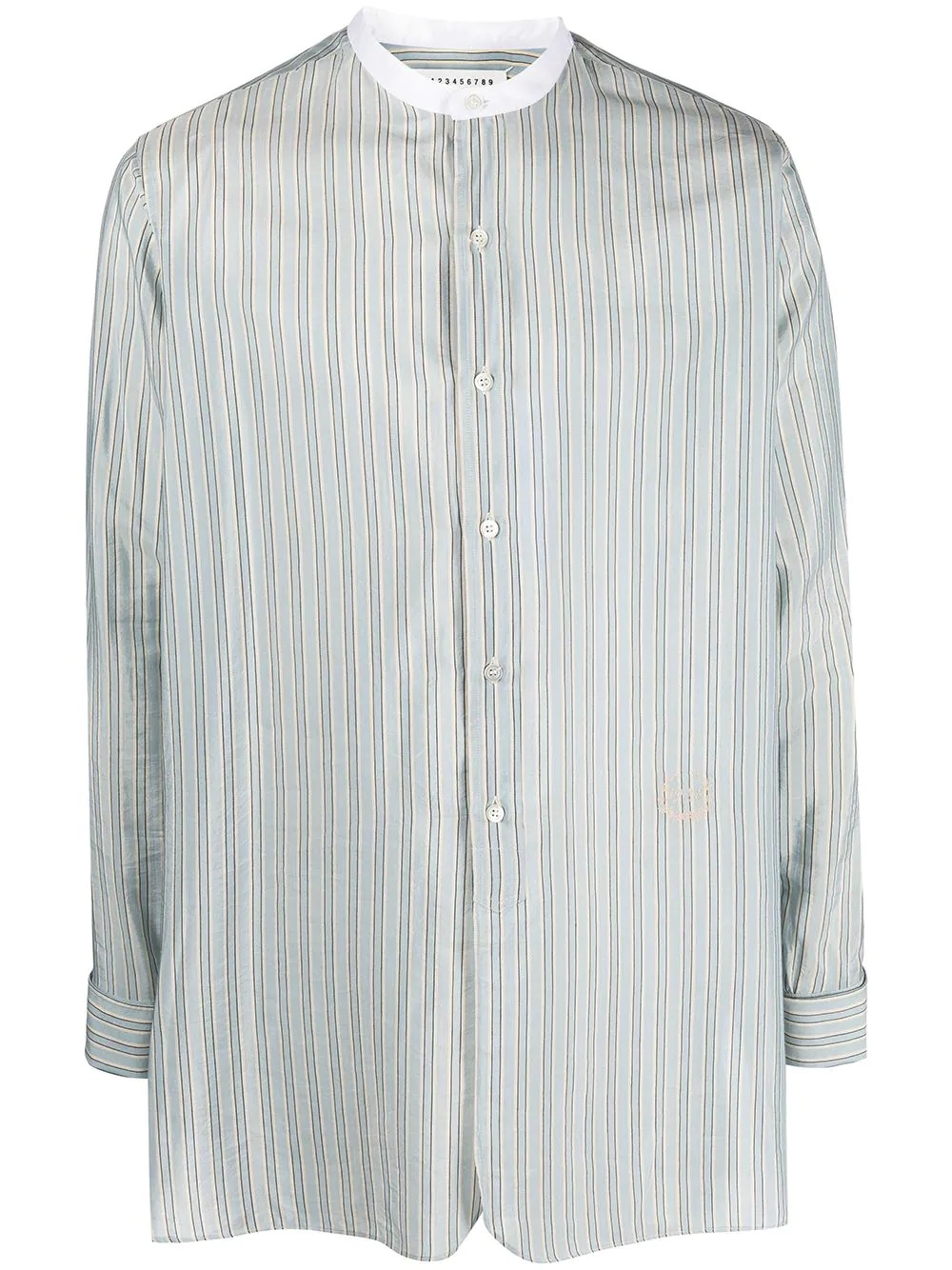 band-collar striped shirt - 1