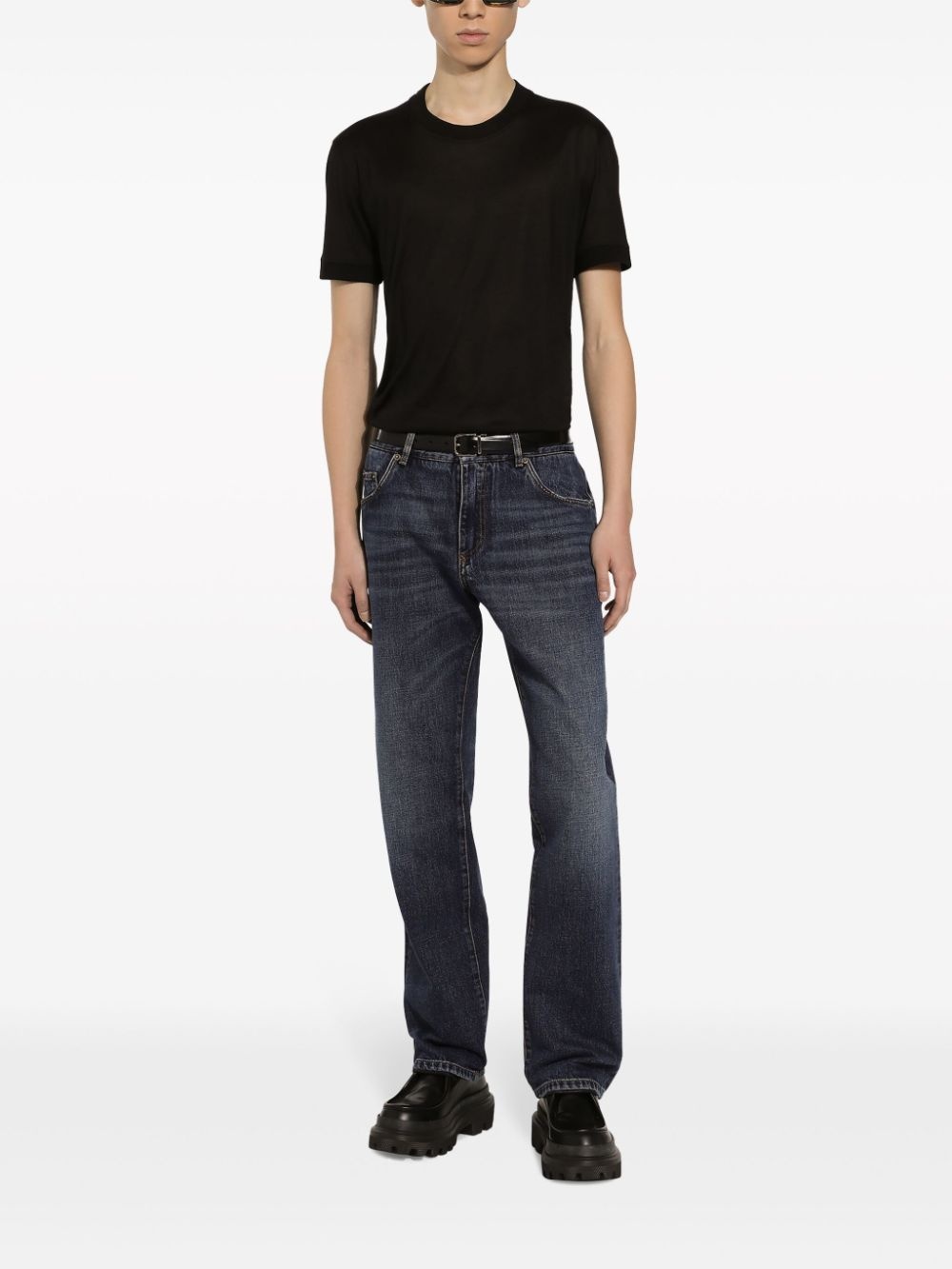 crew-neck silk T-shirt - 2