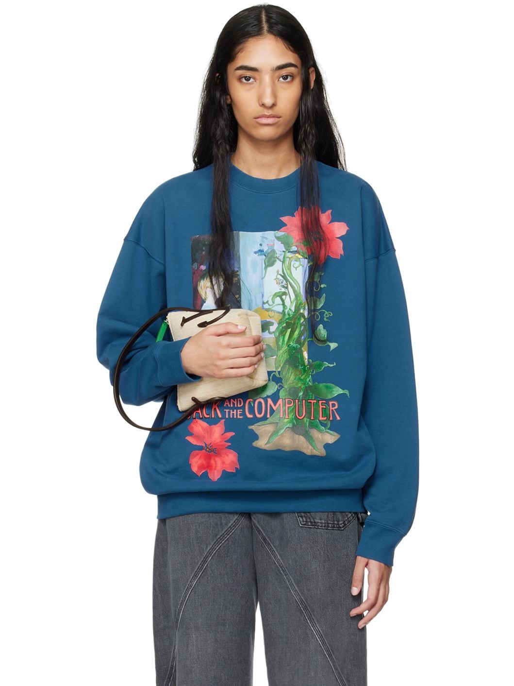 Blue Graphic Print Sweatshirt - 1