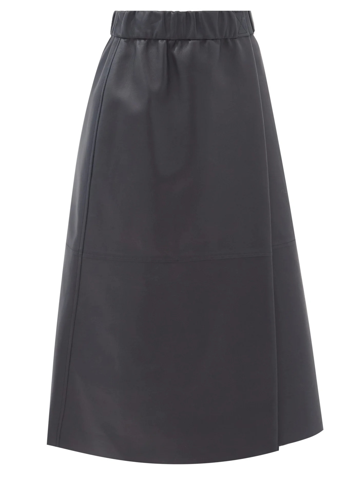 Elasticated-waist leather wrap skirt - 1