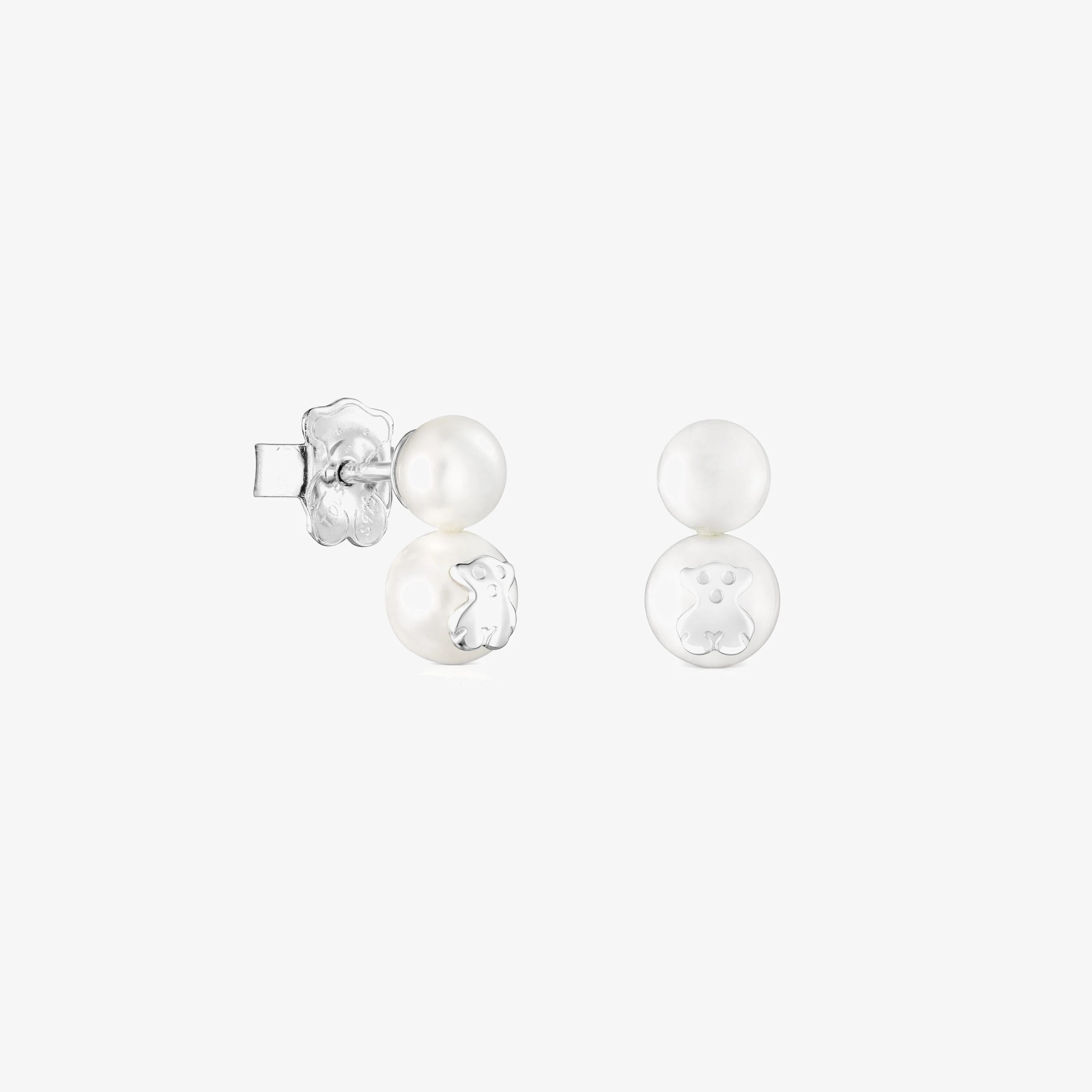 Silver and Pearl Icon Pearl Earrings - 1