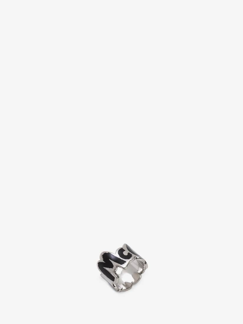 Mcqueen Graffiti Cut-out Ring in Silver - 2