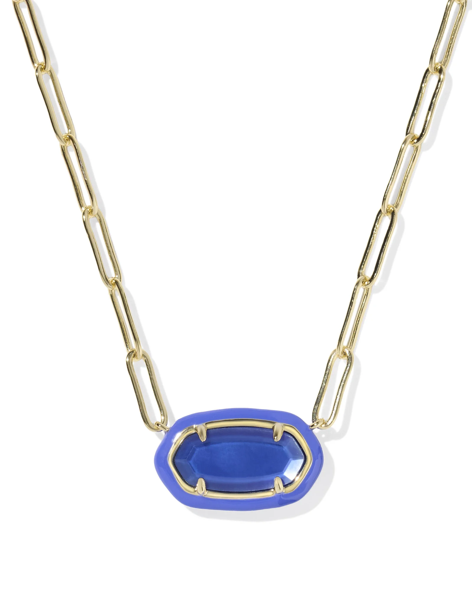 Elisa Enamel Frame Gold Paperclip Necklace - 1