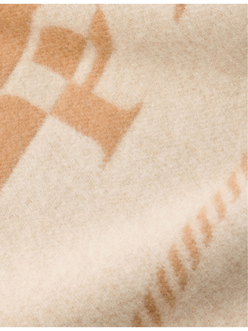 Prada Small logo-jacquard wool scarf outlook