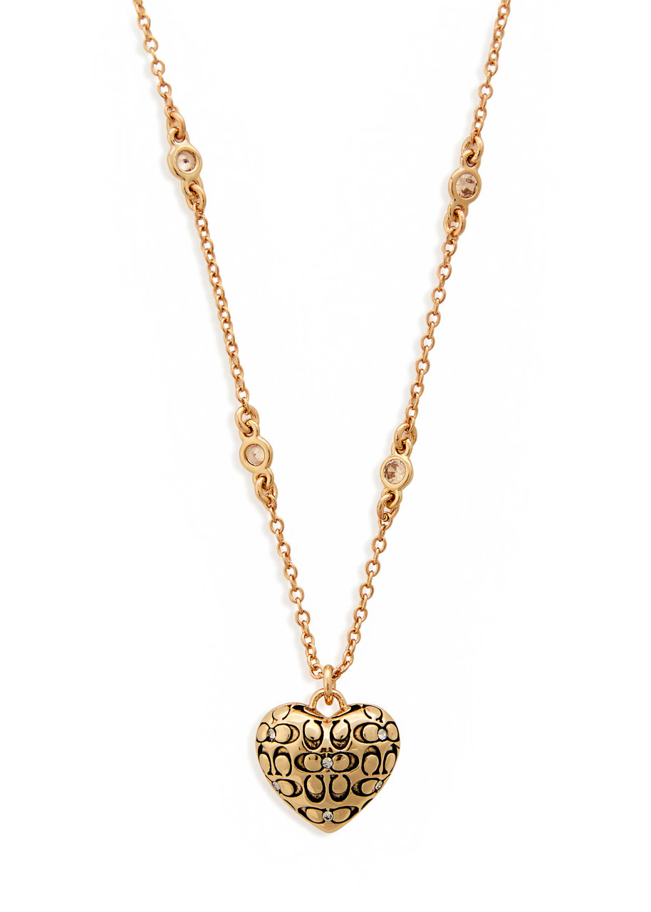 Coach Heart Crystal-embellished Necklace - 1