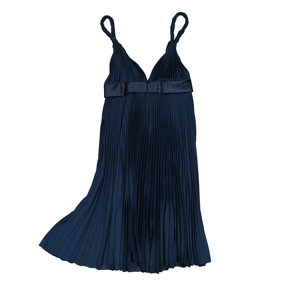 Burberry Ladies Ink Blue Empire-Line Pleated Dress - 7