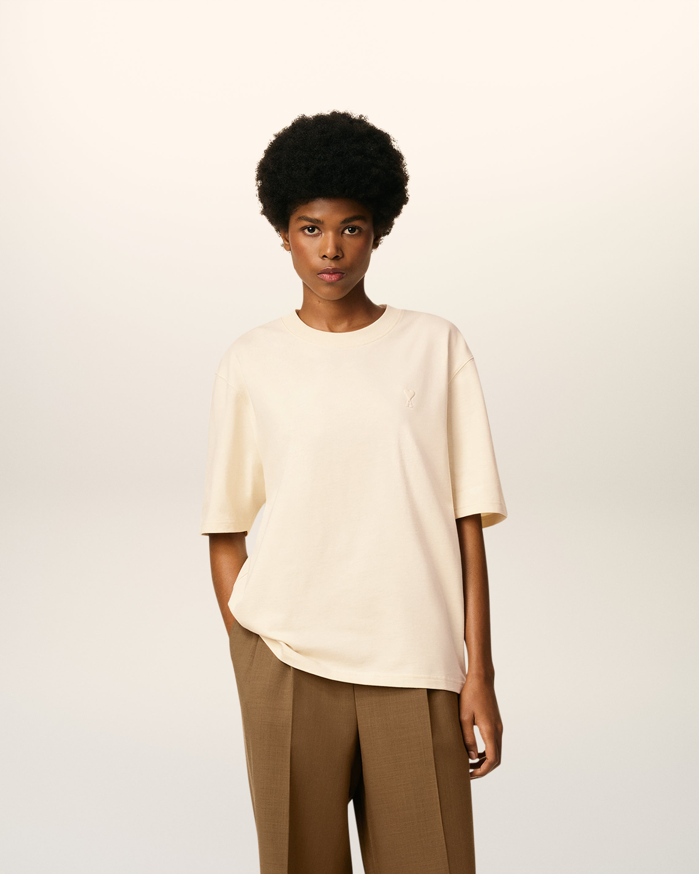 WHITE COTTON AMI DE COEUR T-SHIRT - 2