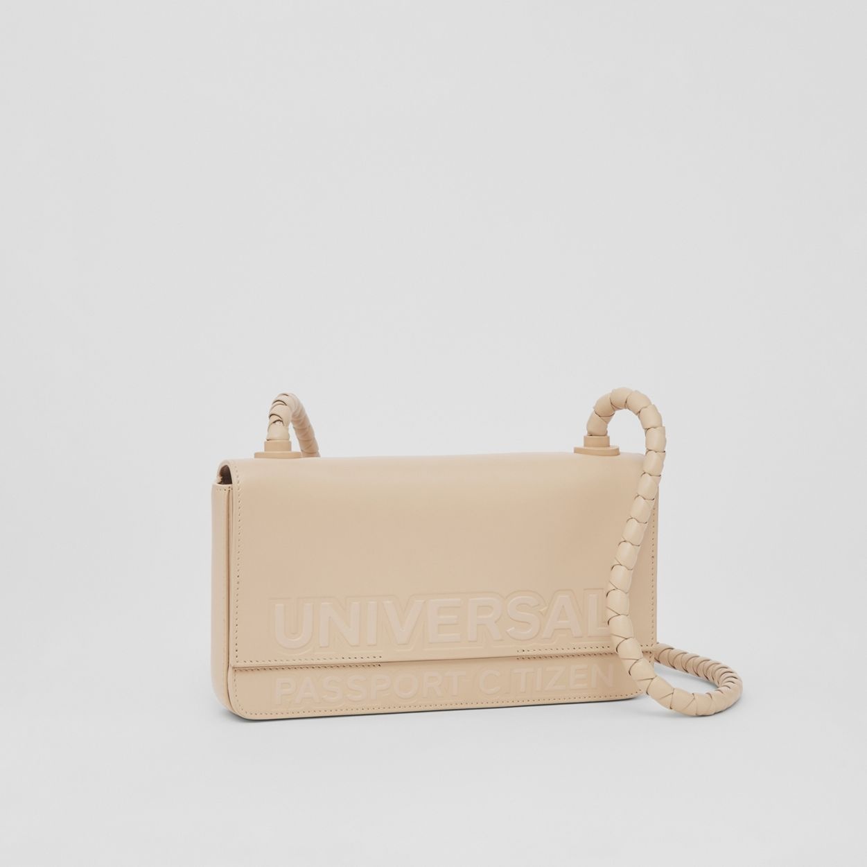 Embossed Slogan Leather Crossbody Bag - 8