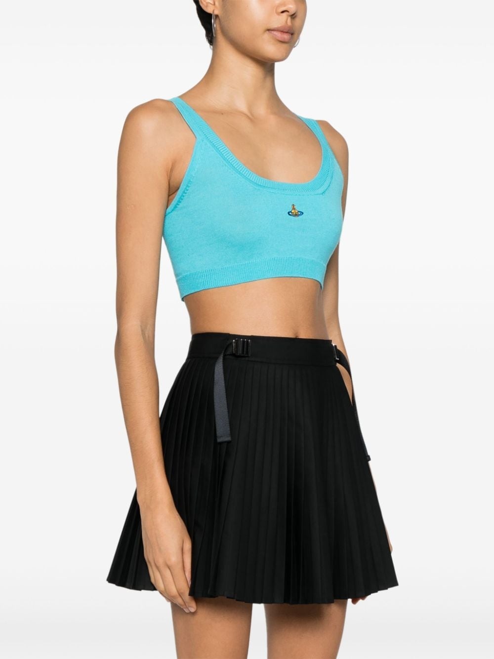 Orb-embroidered fine-knit bra - 3
