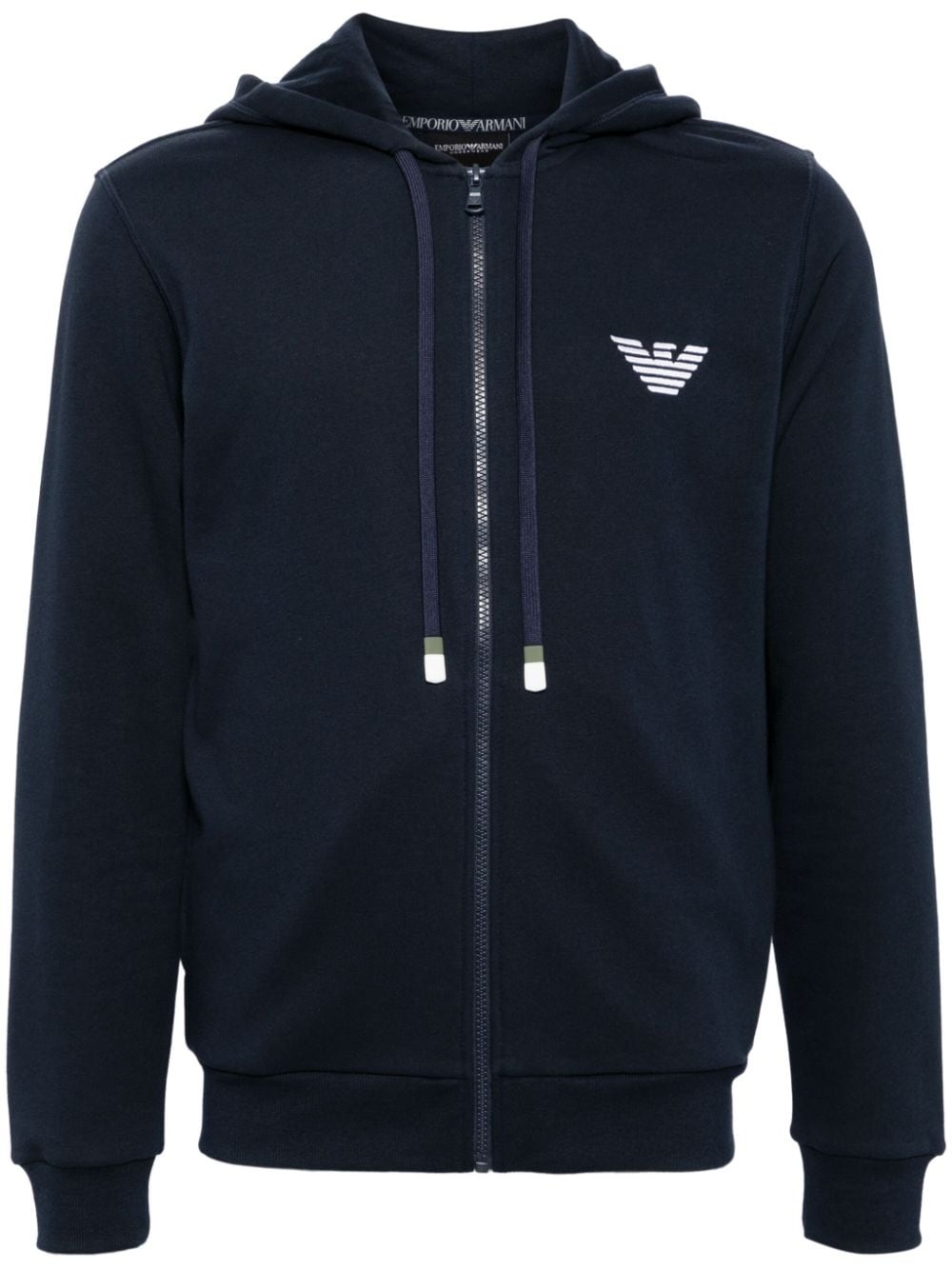 logo-embroidered hooded jacket - 1