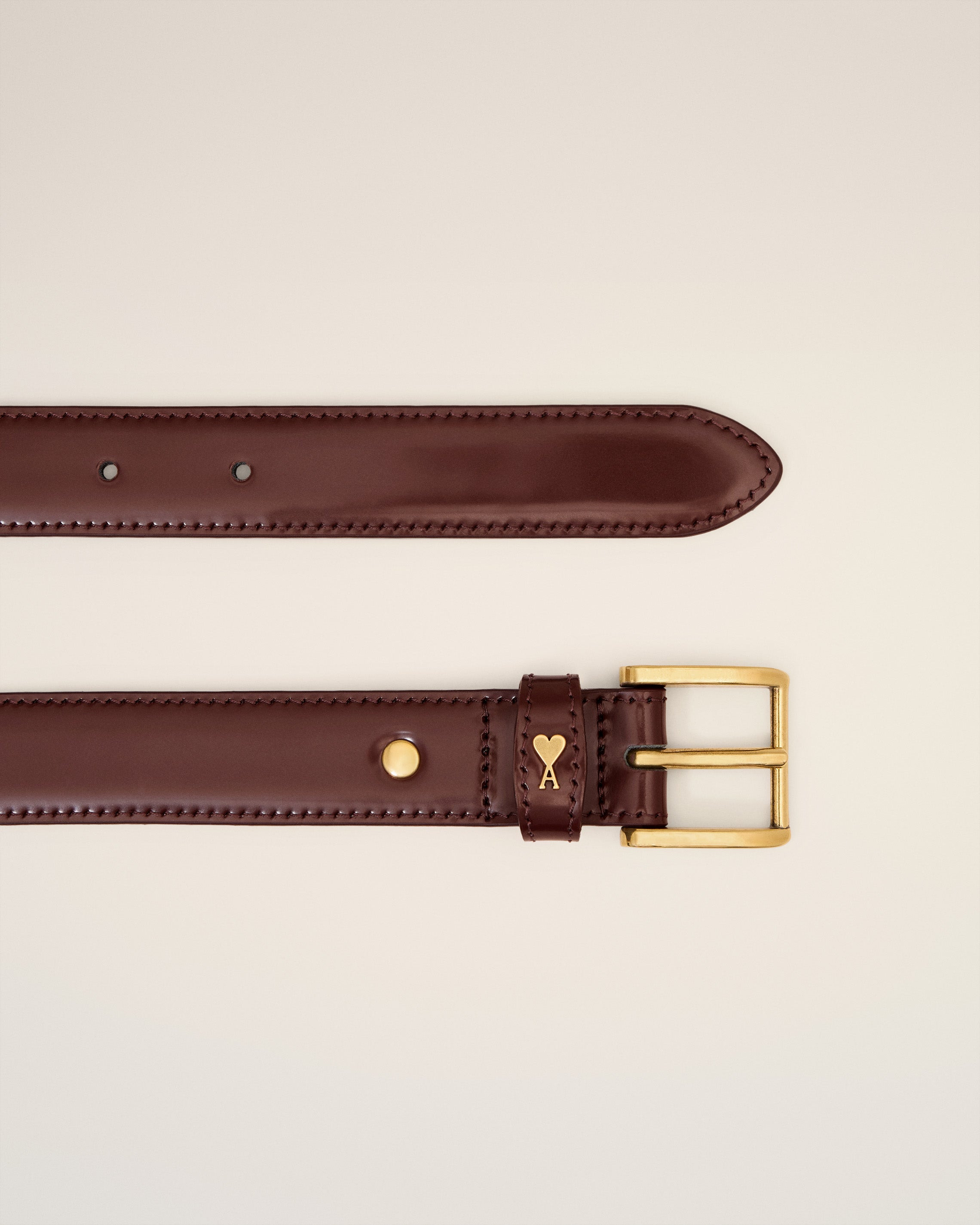 BURGUNDY GLAZED LEATHER PARIS PARIS 25 MM BELT - 2