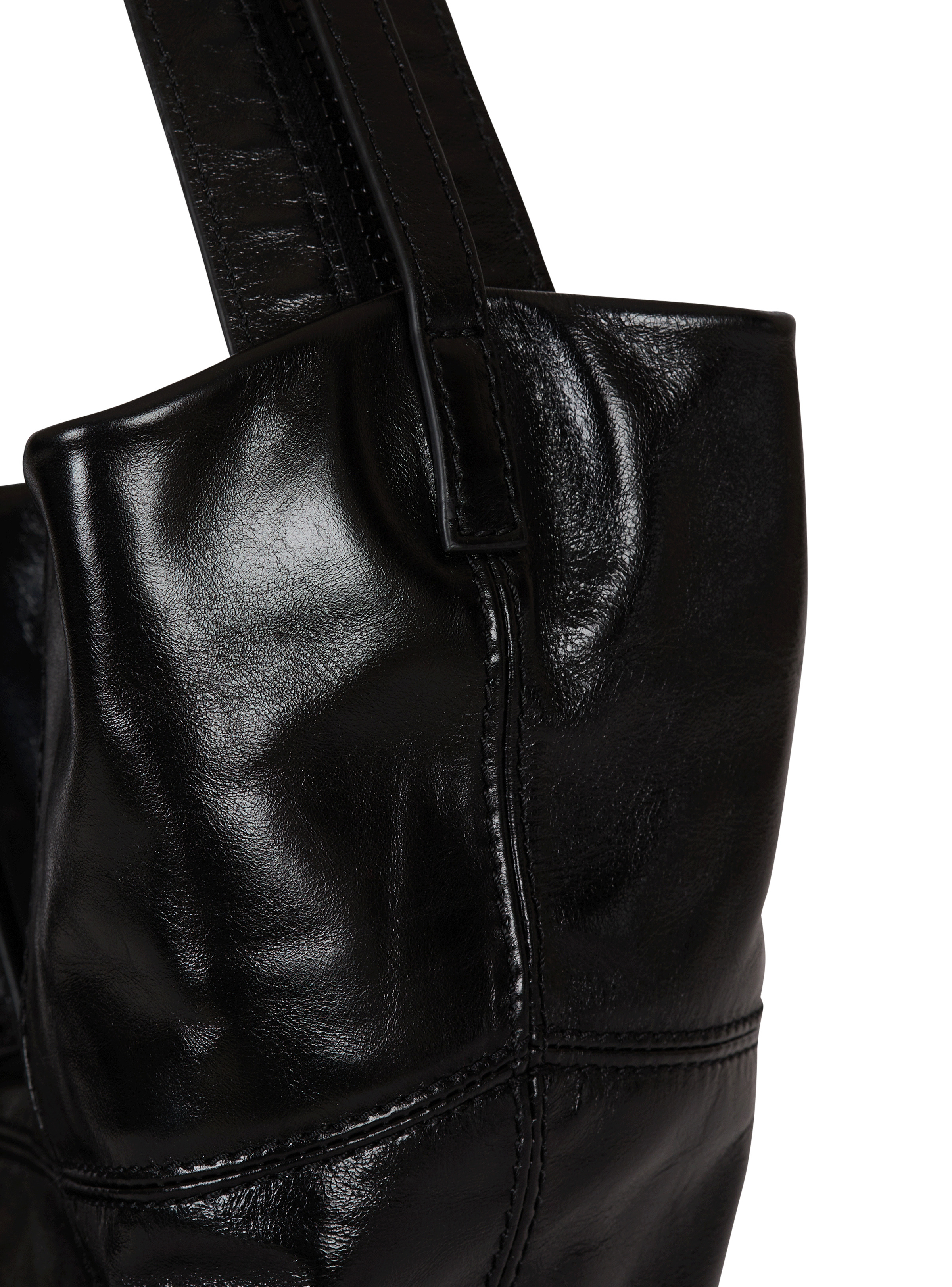 Track shiny leather tote bag - 5