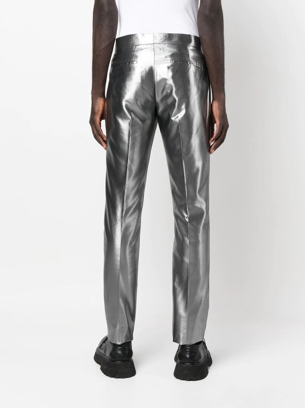 metallic straight-leg trousers - 4