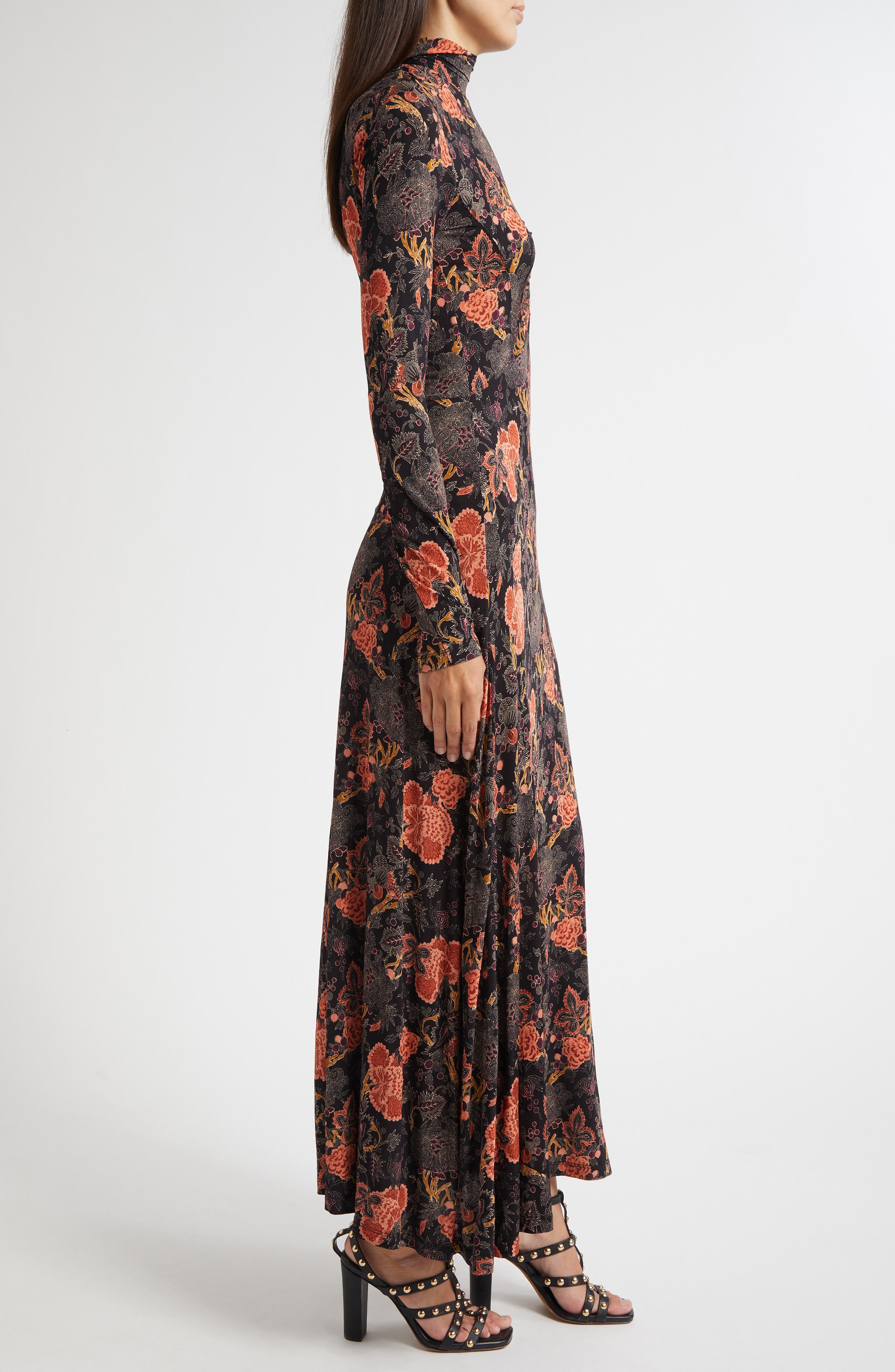 Ulla Johnson Koa Allover Print Long Sleeve Jersey Dress in Desert Jasper at Nordstrom - 3
