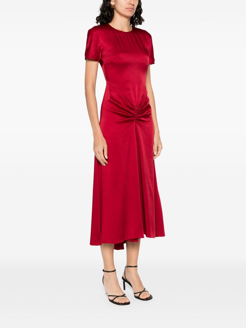 draped satin midi dress - 3