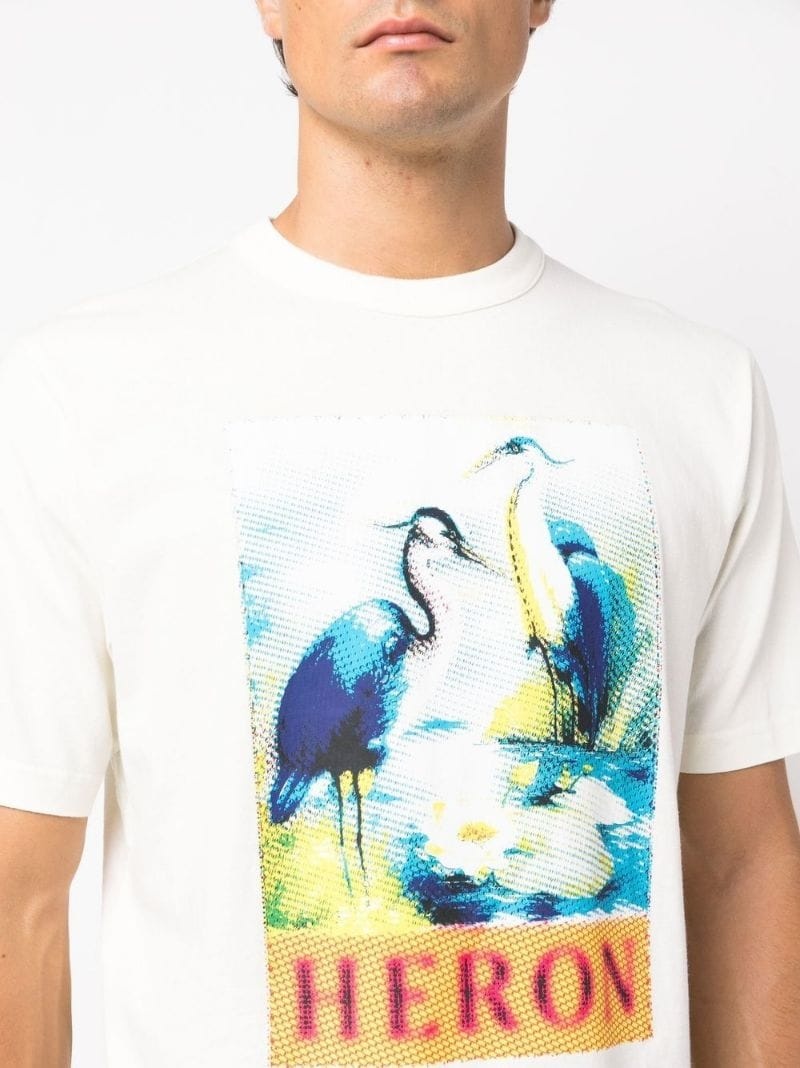 Heron-print cotton T-shirt - 10