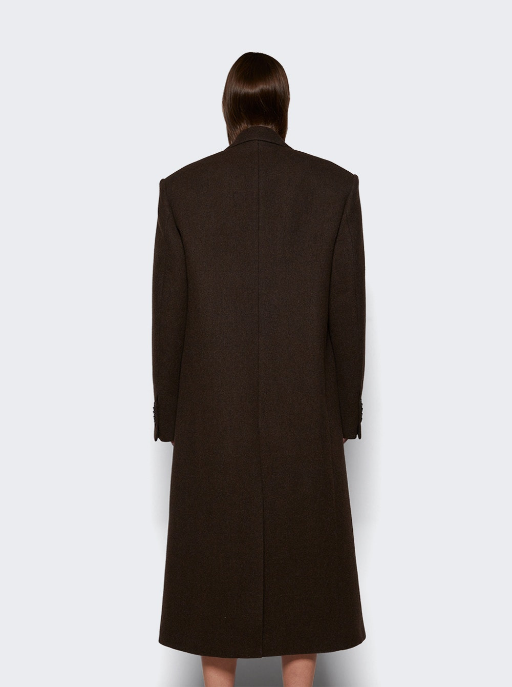 Single Breasted Coat Dark Brown - 5