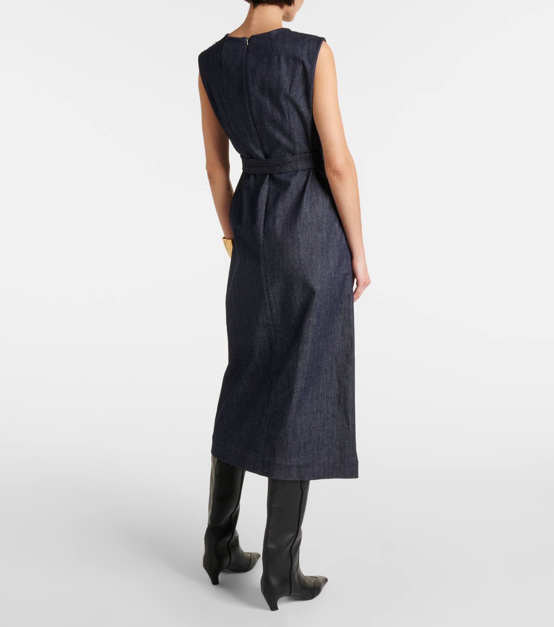 Cotton-blend denim shift dress - 3