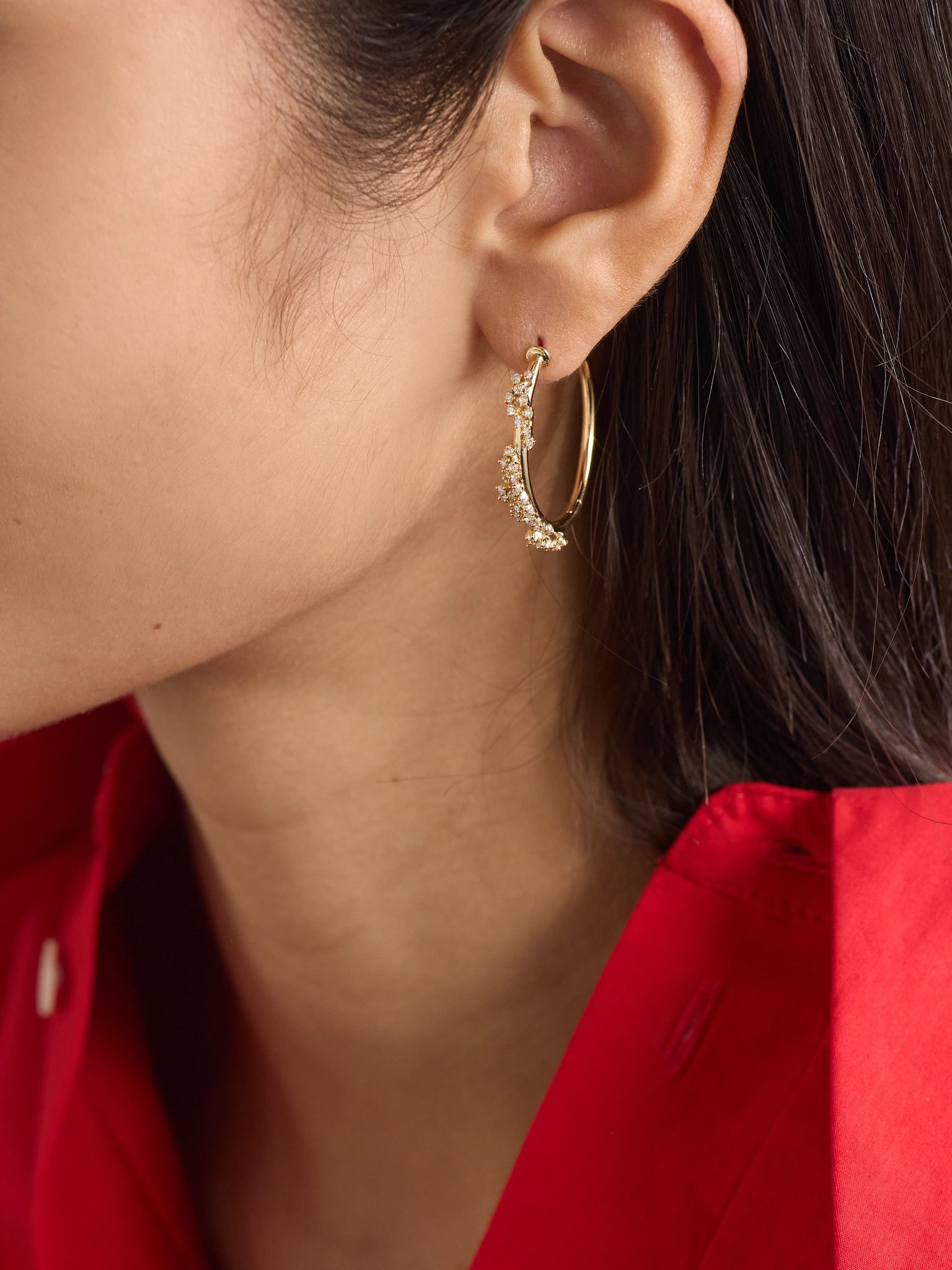 Scatter 18-karat gold diamond hoop earrings Gold - 2