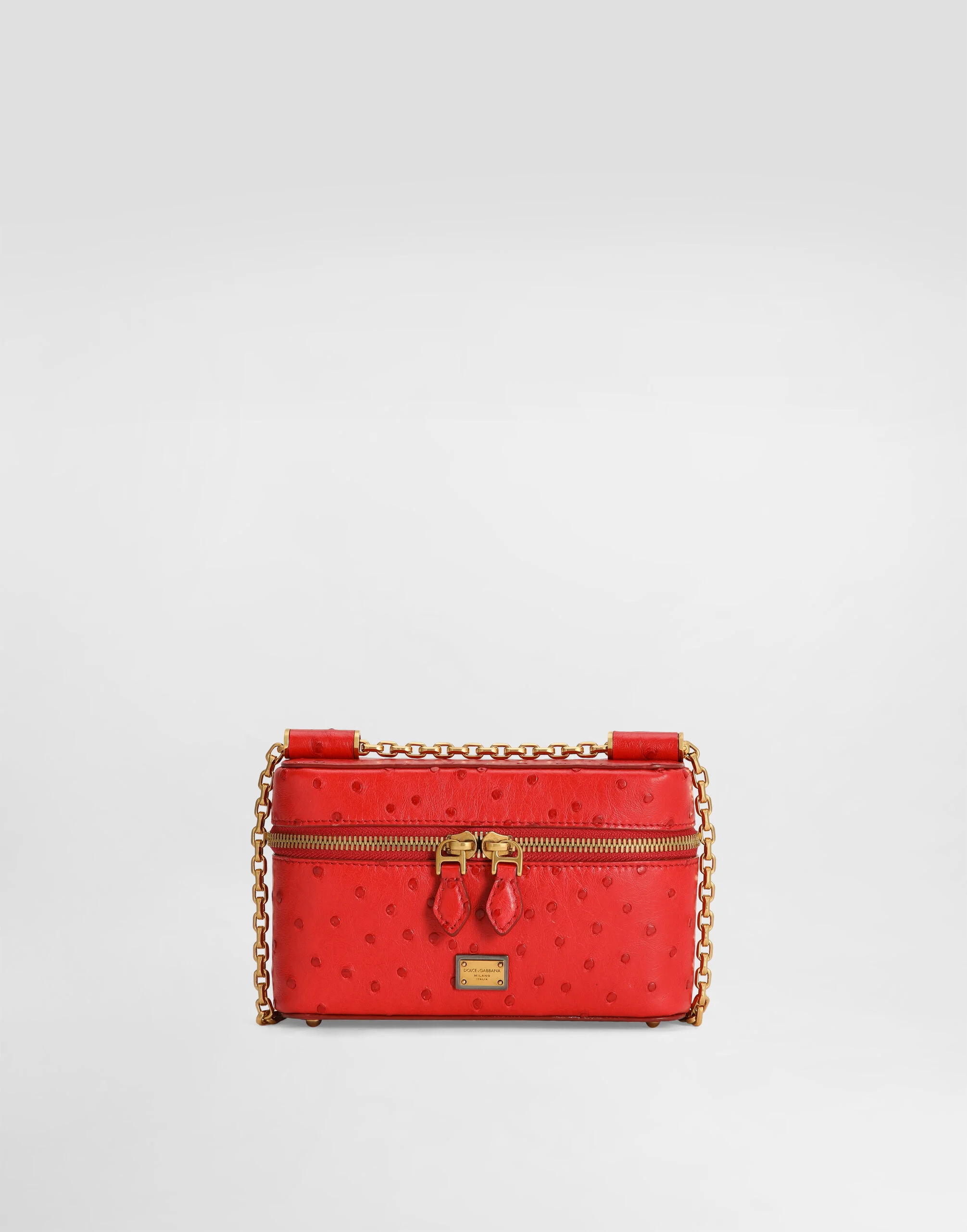 Sicily small shoulder bag in polished ostrich leather - 1