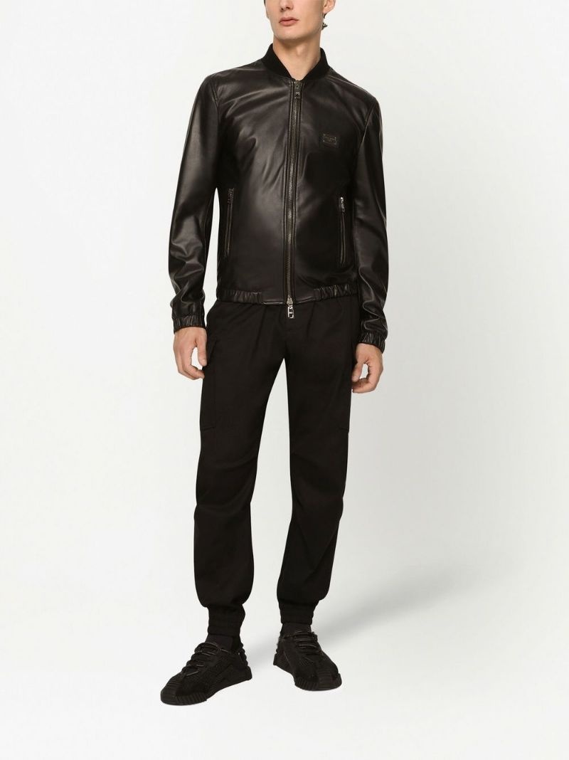 DG Essentials leather bomber jacket - 3