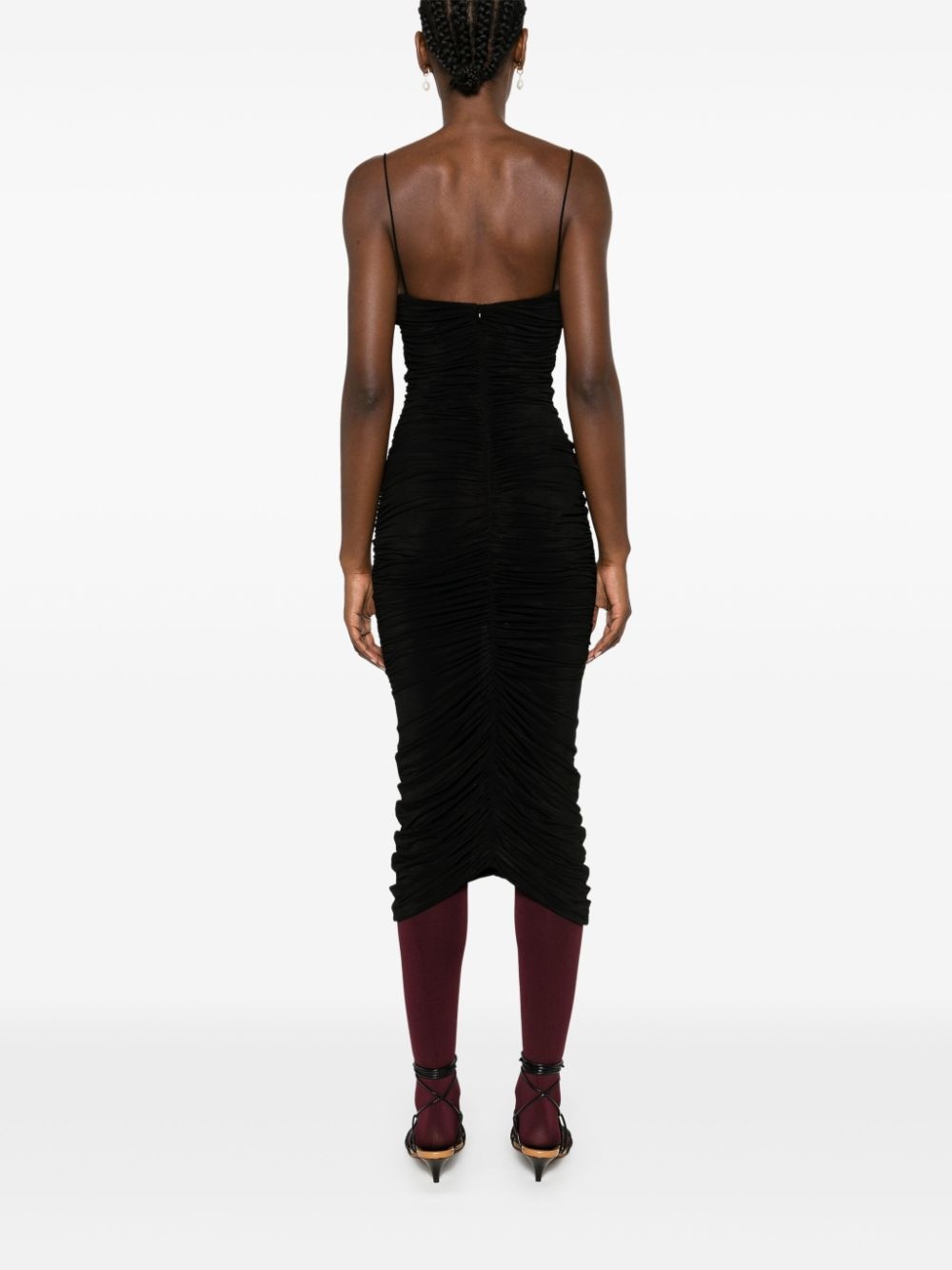ruched ruffle midi dress - 7