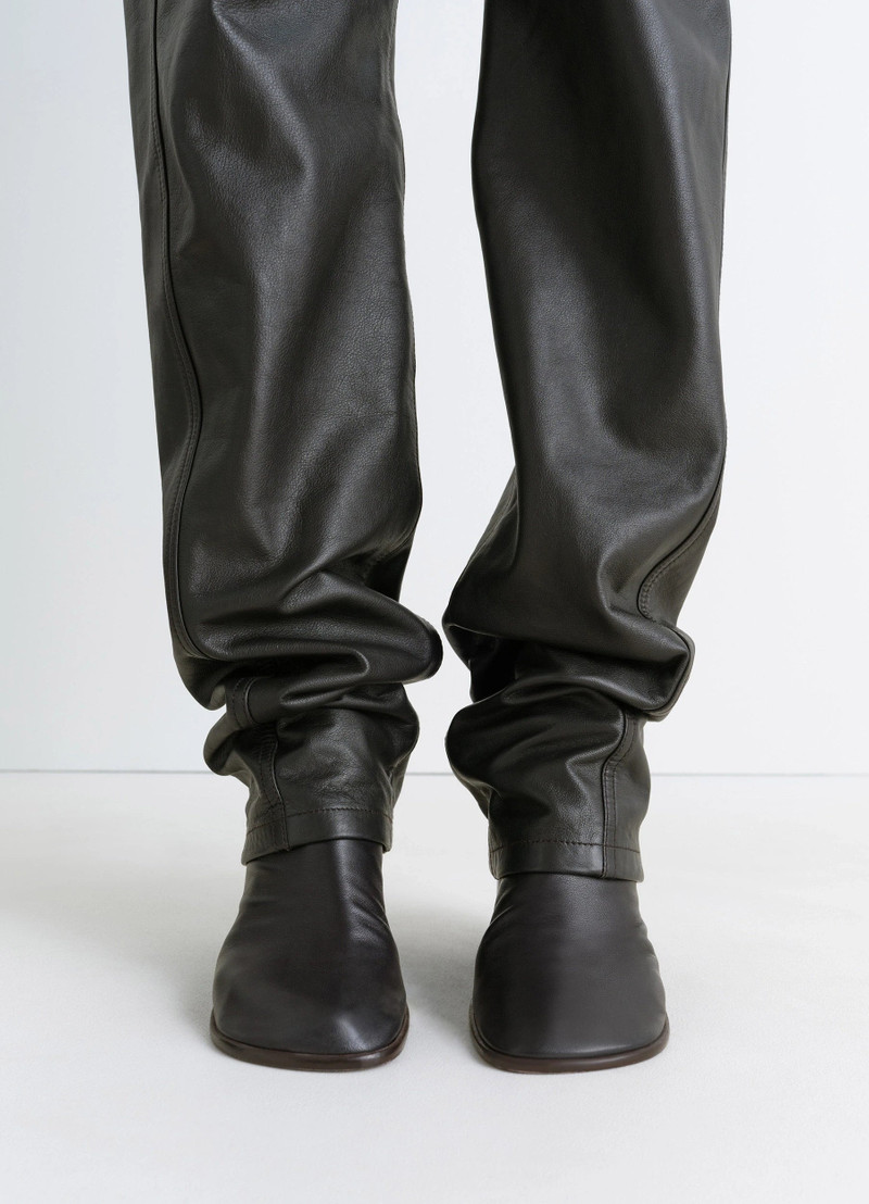 LEATHER FIVE POCKETS TWISTED PANTS 4