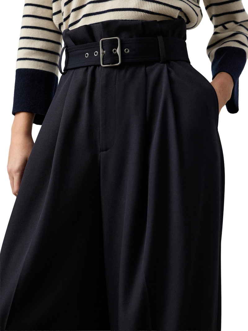 Women's Alan Wool High-Rise Wide-Leg Paperbag Pants - Icon Navy 6