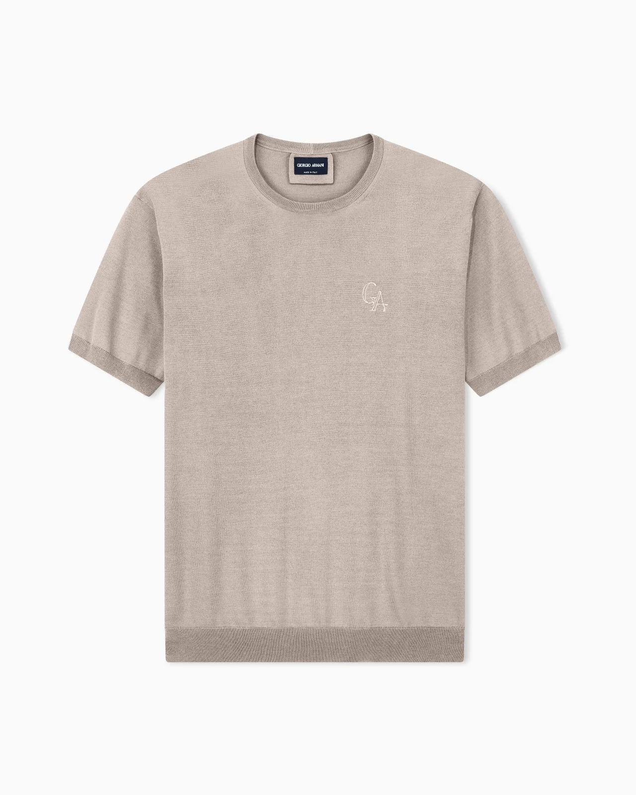 SWEATER SLIM FIT IN PLAIN KNIT SILK AND COTTON - 1