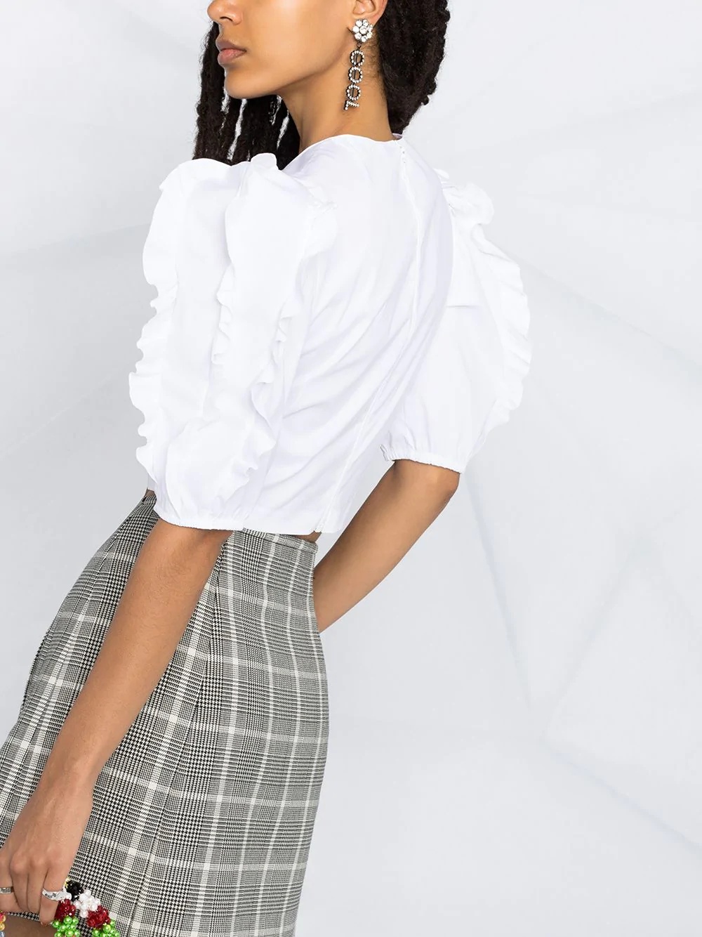 puff-sleeve cropped blouse - 3