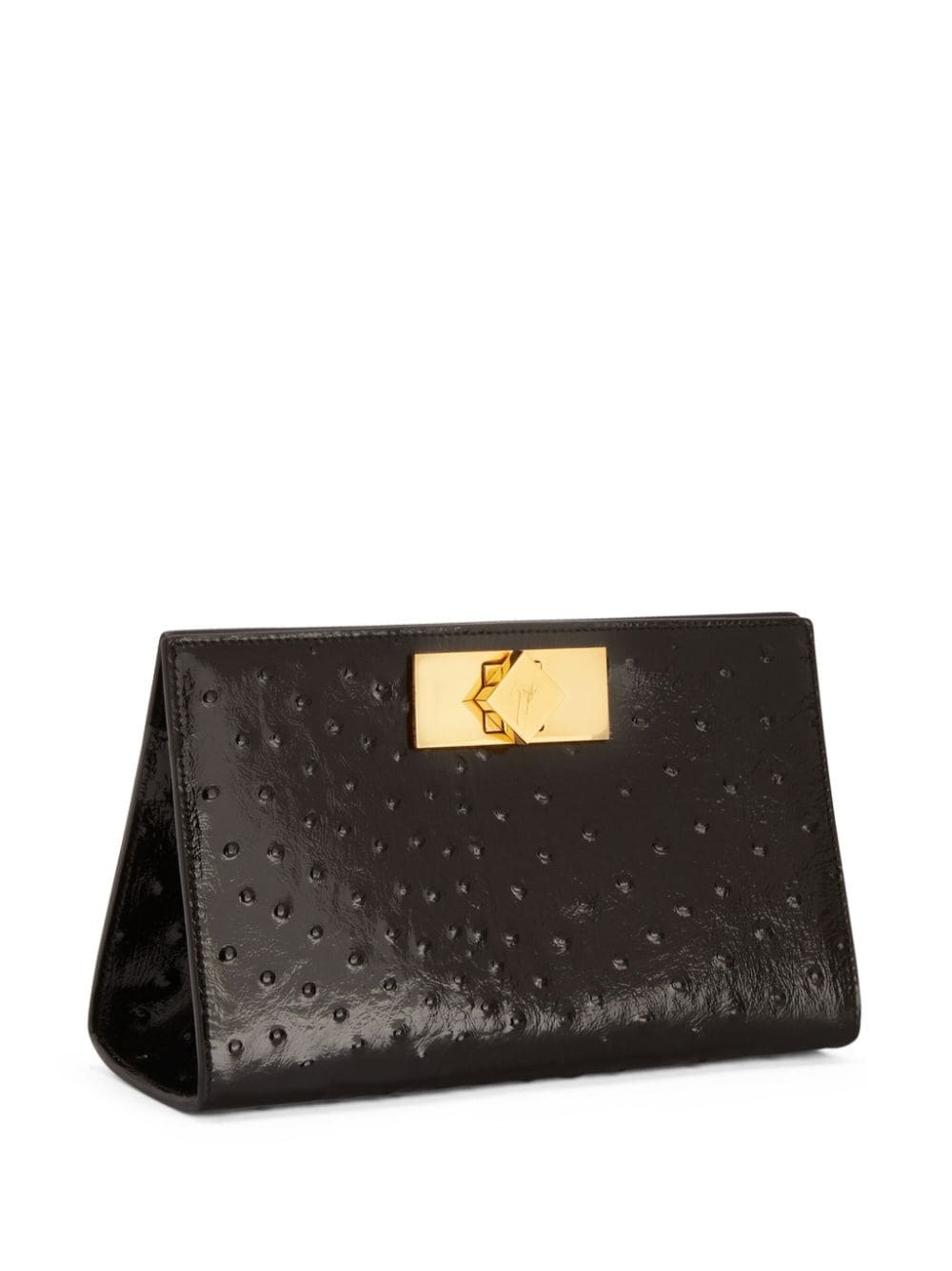 Annhita ostrich-print leather clutch bag - 4