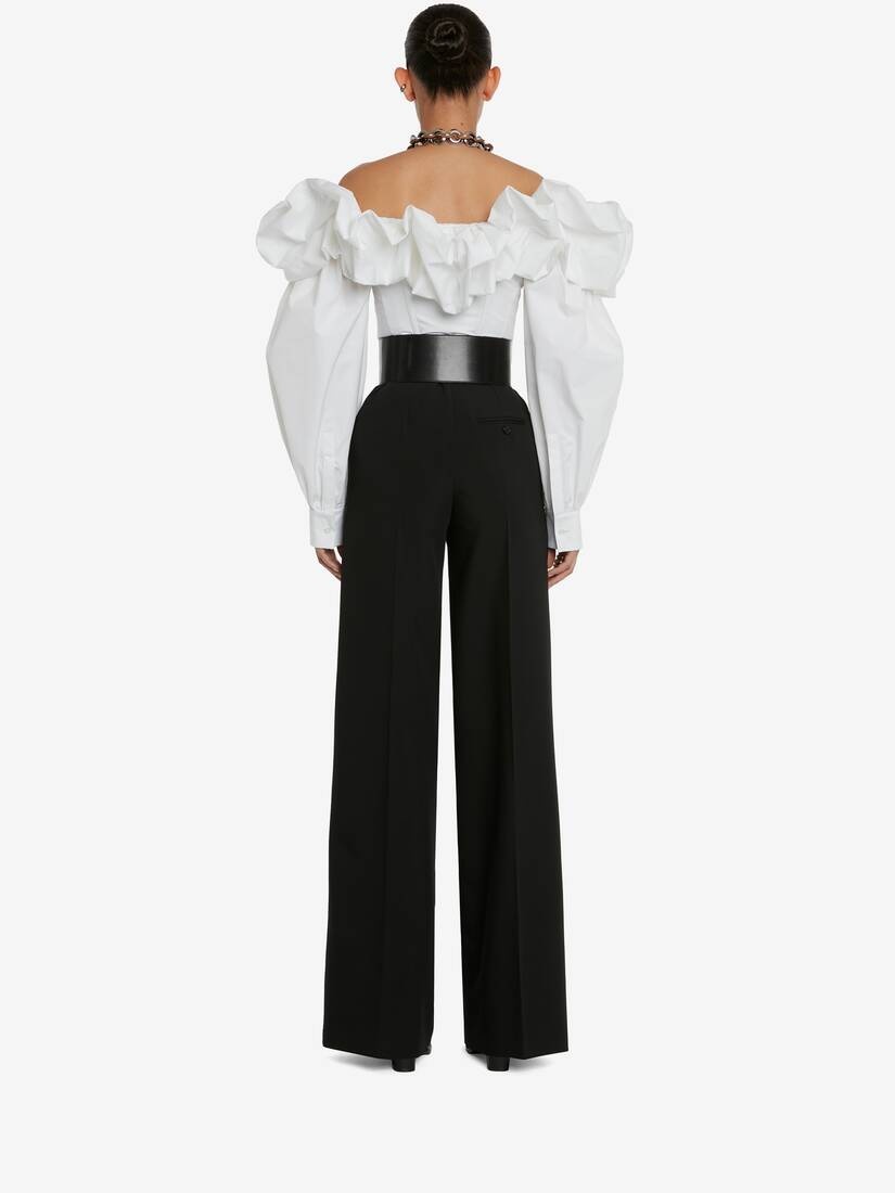 Women's Off-the-shoulder Cocoon Sleeve Shirt in Optical White - 4