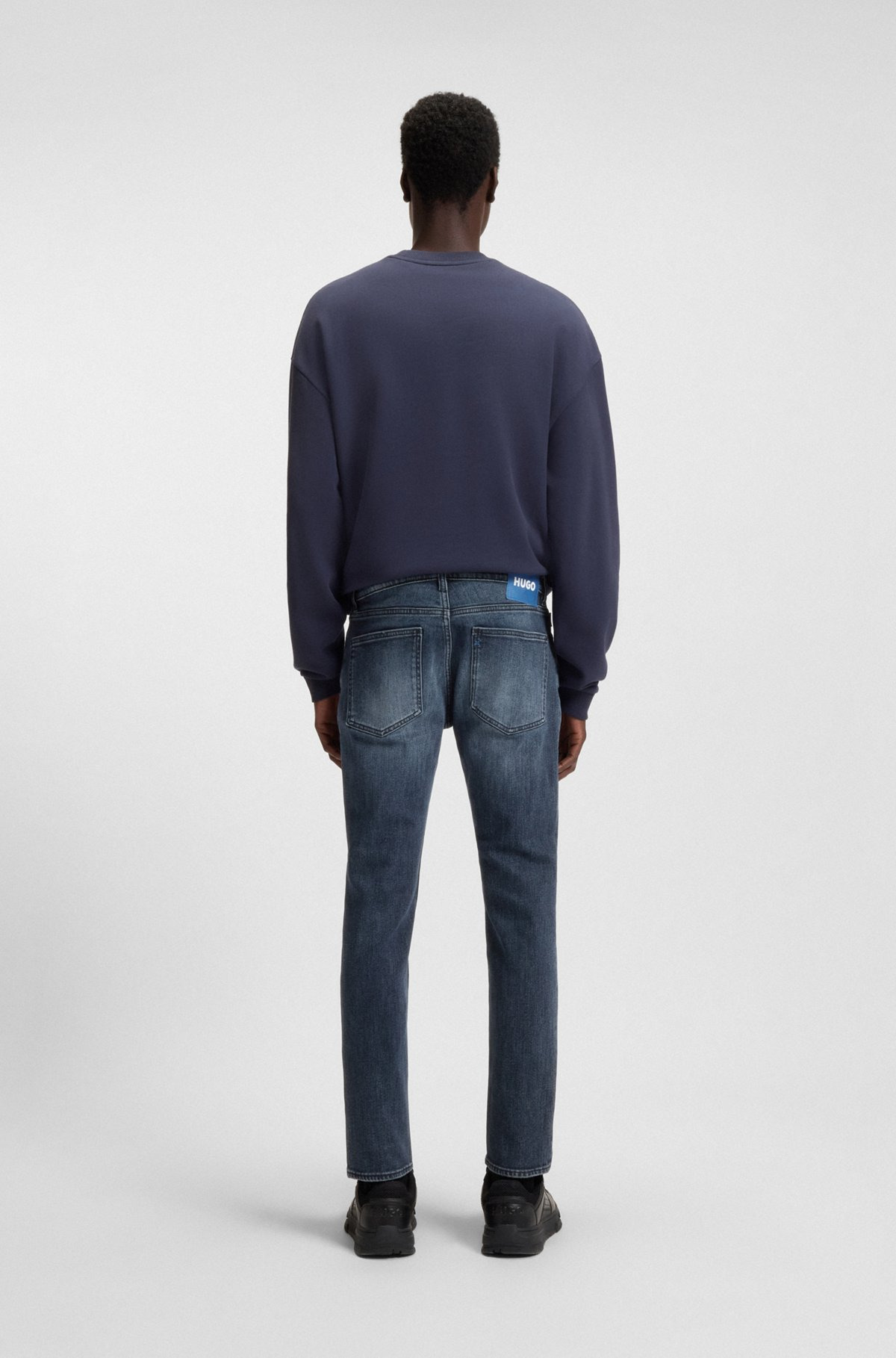 EXTRA-SLIM-FIT JEANS IN MID-BLUE STRETCH DENIM - 4