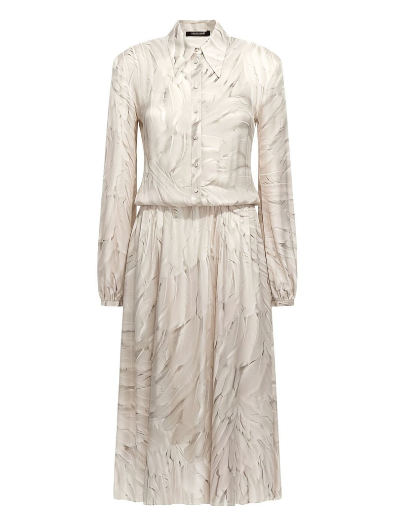 feather-print midi shirt dress 1