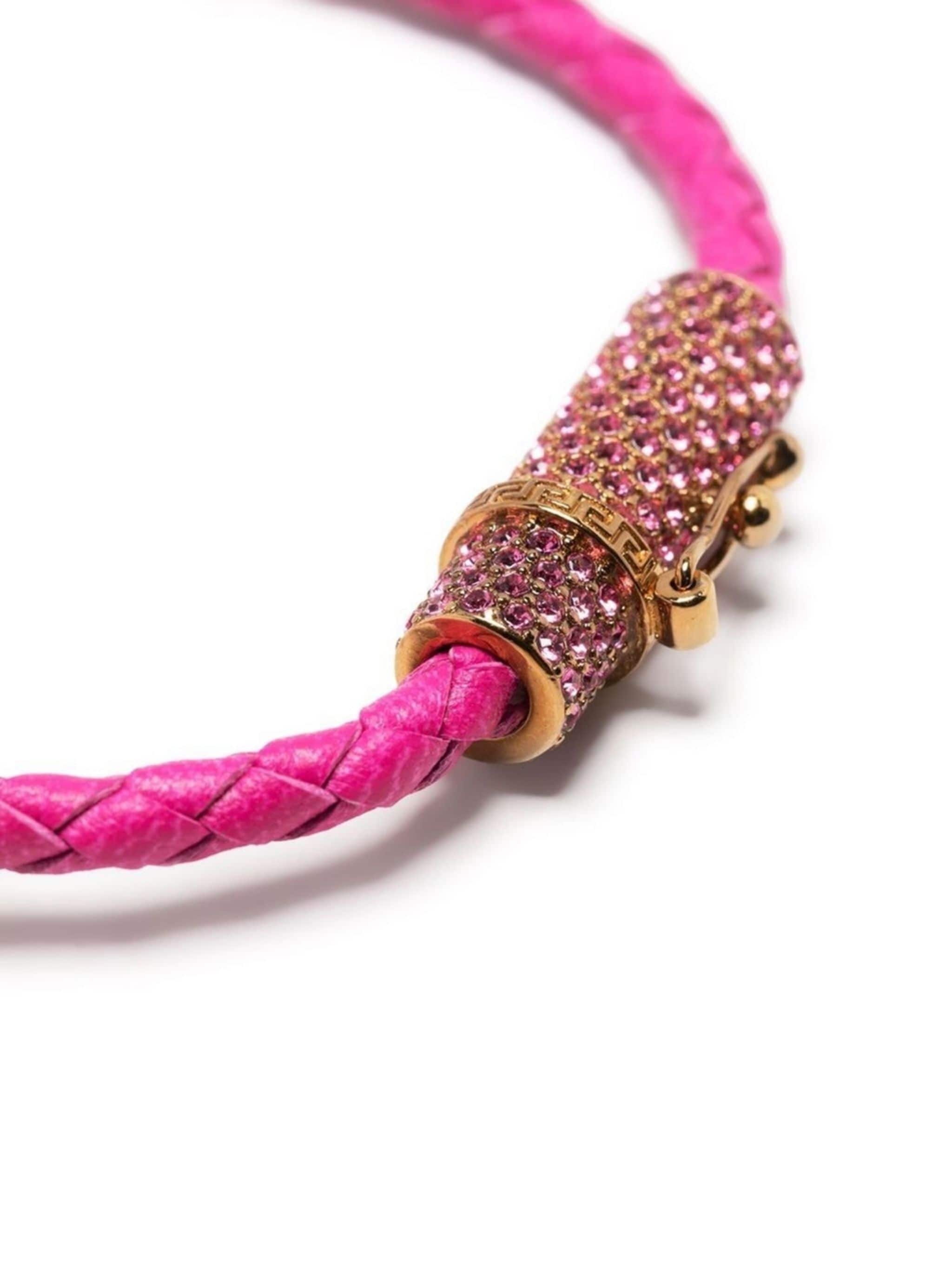 leather crystal-embellished bracelet - 3