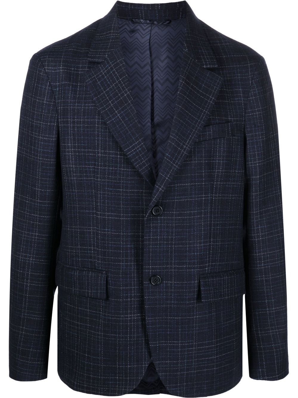 checked single-breasted blazer - 1