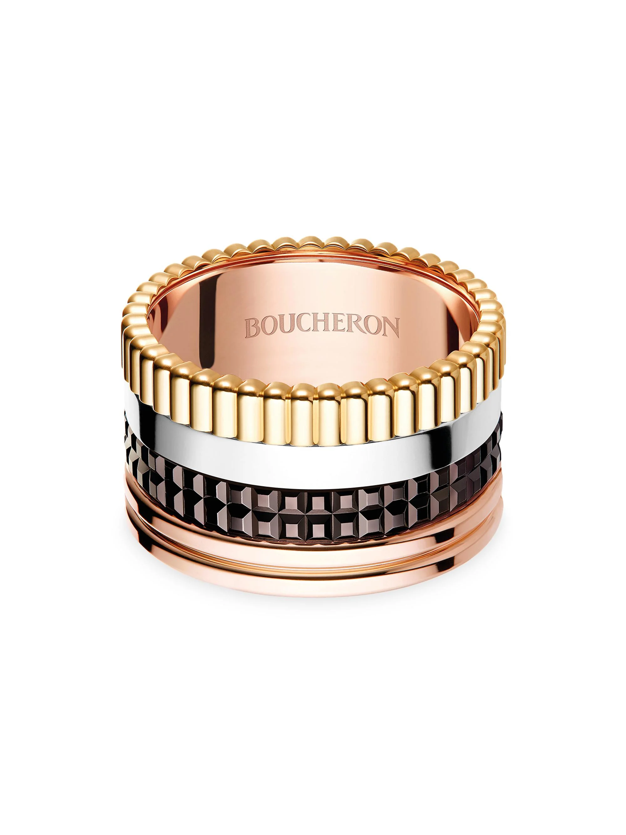 Women's Unisex Quatre Classique Tri-Tone 18K Gold & PVD Large Ring - 1