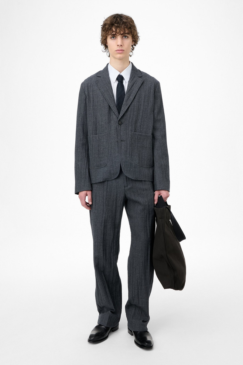Our Legacy Temp Blazer Stone Grey Plisse Wool outlook