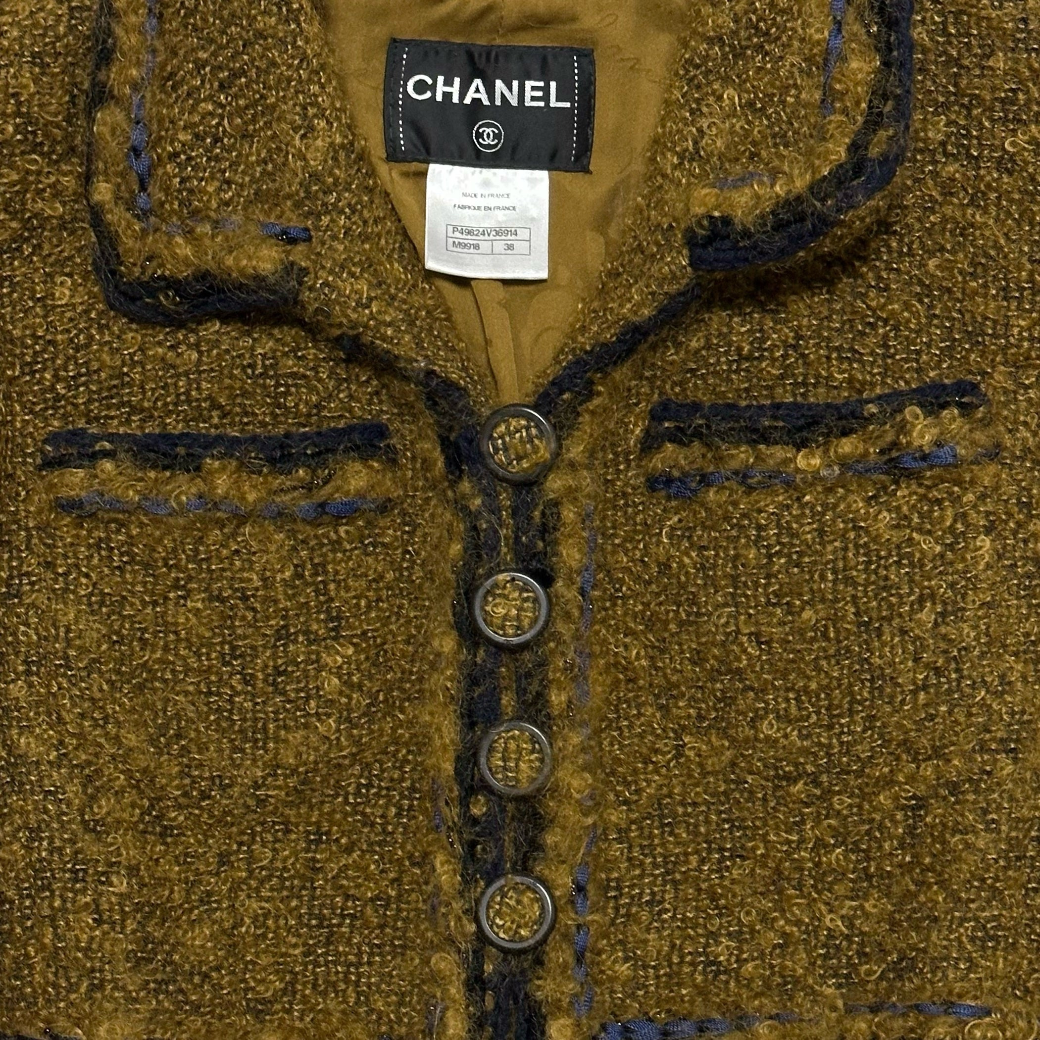 CHANEL Tweed Cropped Button Up Jacket - 3