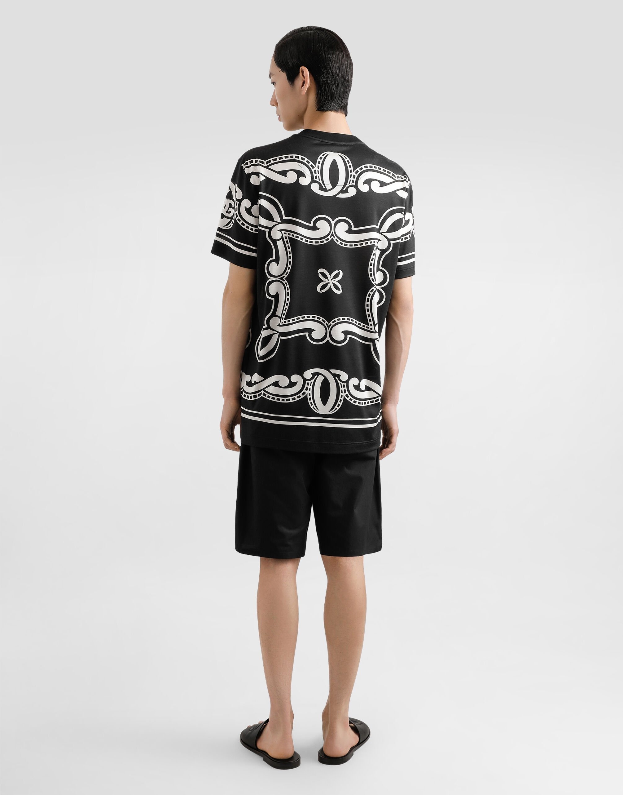Silk T-shirt with bandanna print - 3