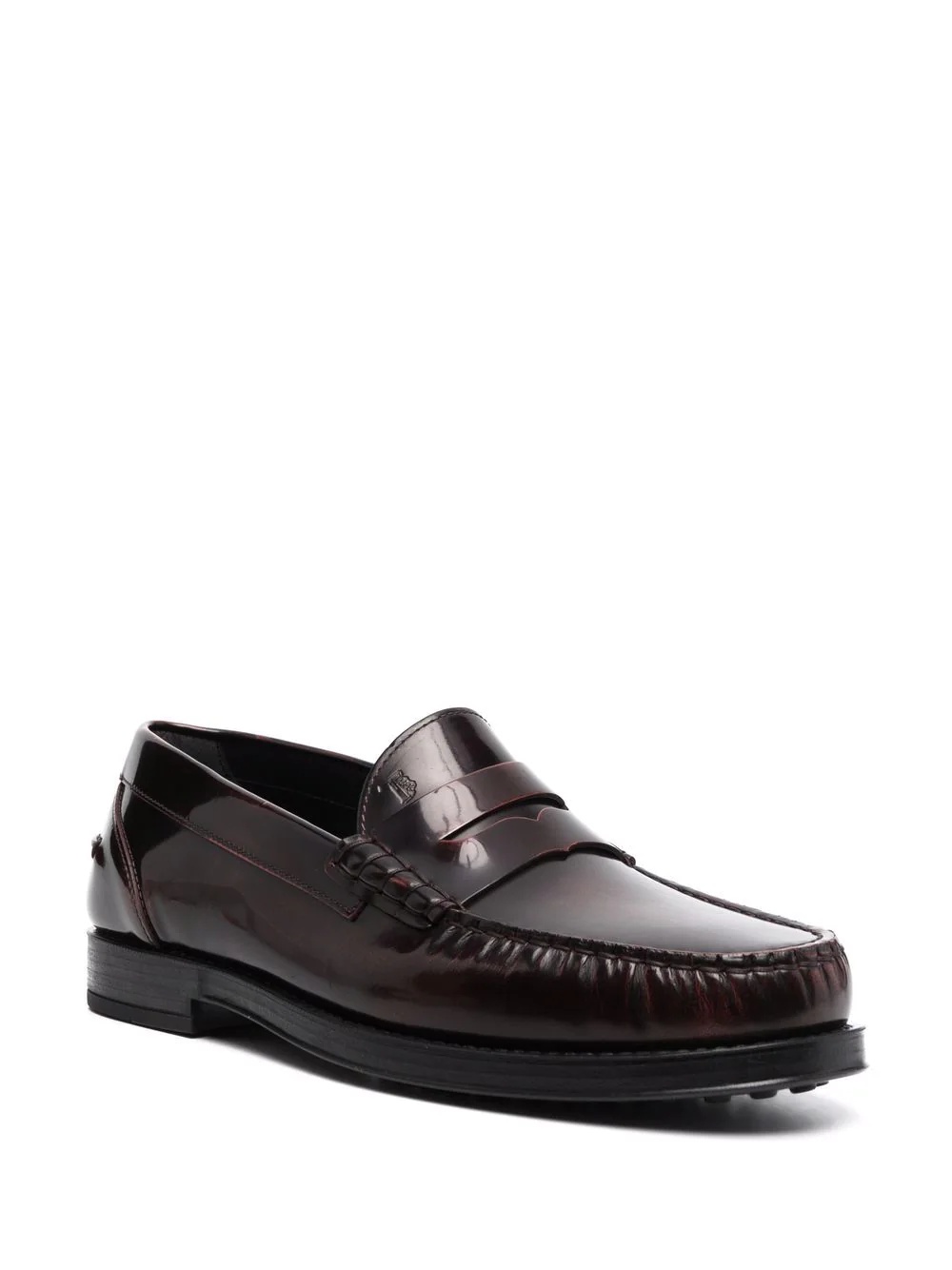 exposed stitch leather loafers - 2