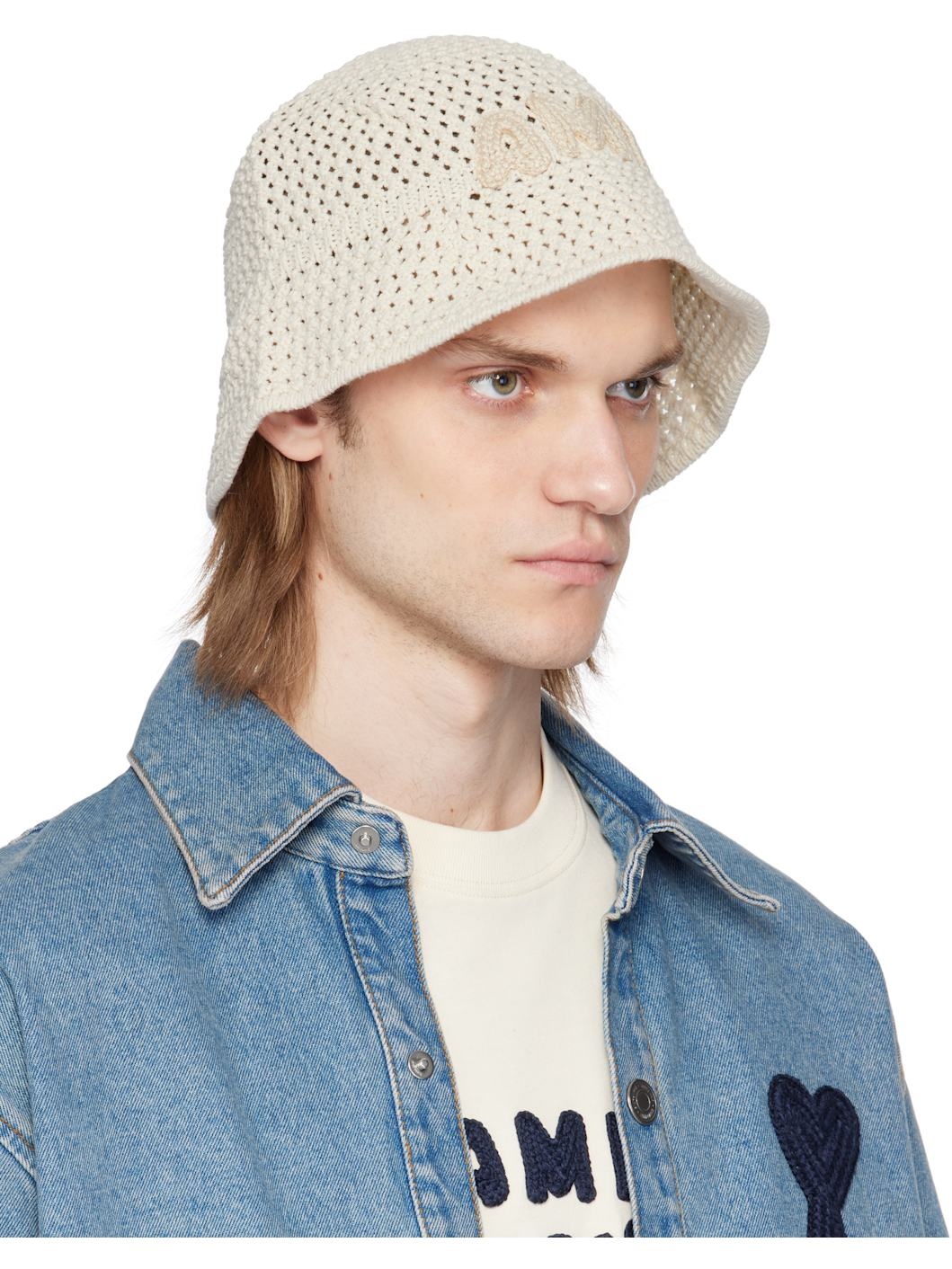 Off-White Knit 'AMI' Patch Bucket Hat - 2