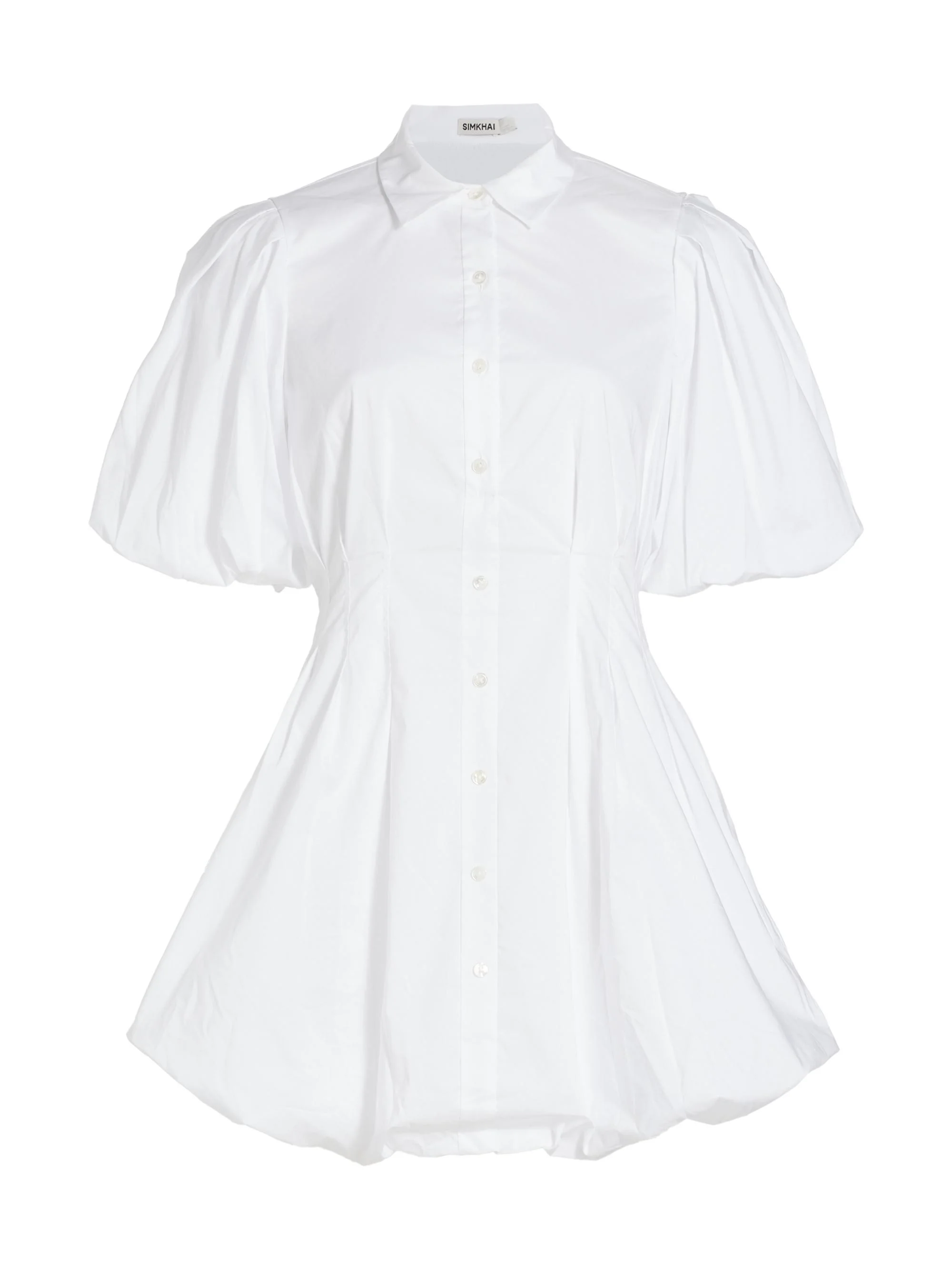 Women's Cleo Puff-Sleeve Pintuck Minidress - White - 1